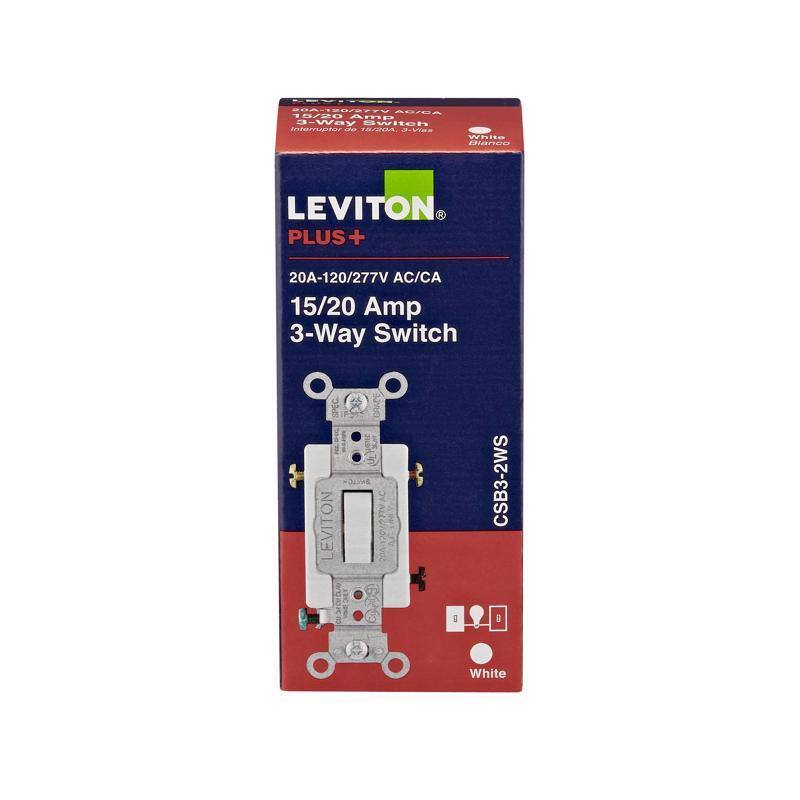 20:1882822 AGICA 15/20 Amp 3-Way Switch Interruptor de TA/INA aV white manoas LEVITON PLUS+ 20A-120/277V AC/CA 15/20 Amp 3-Way Switch SPEC GRAPE 2 5 JAi LEVITON | | O CSB3-2WS a White