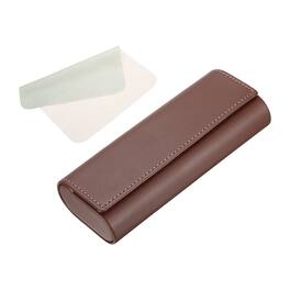 Unique Bargains - Hard Shell Eyeglasses Case Leather with Cloth Lightweight PU for Sunglasses - Light Brown