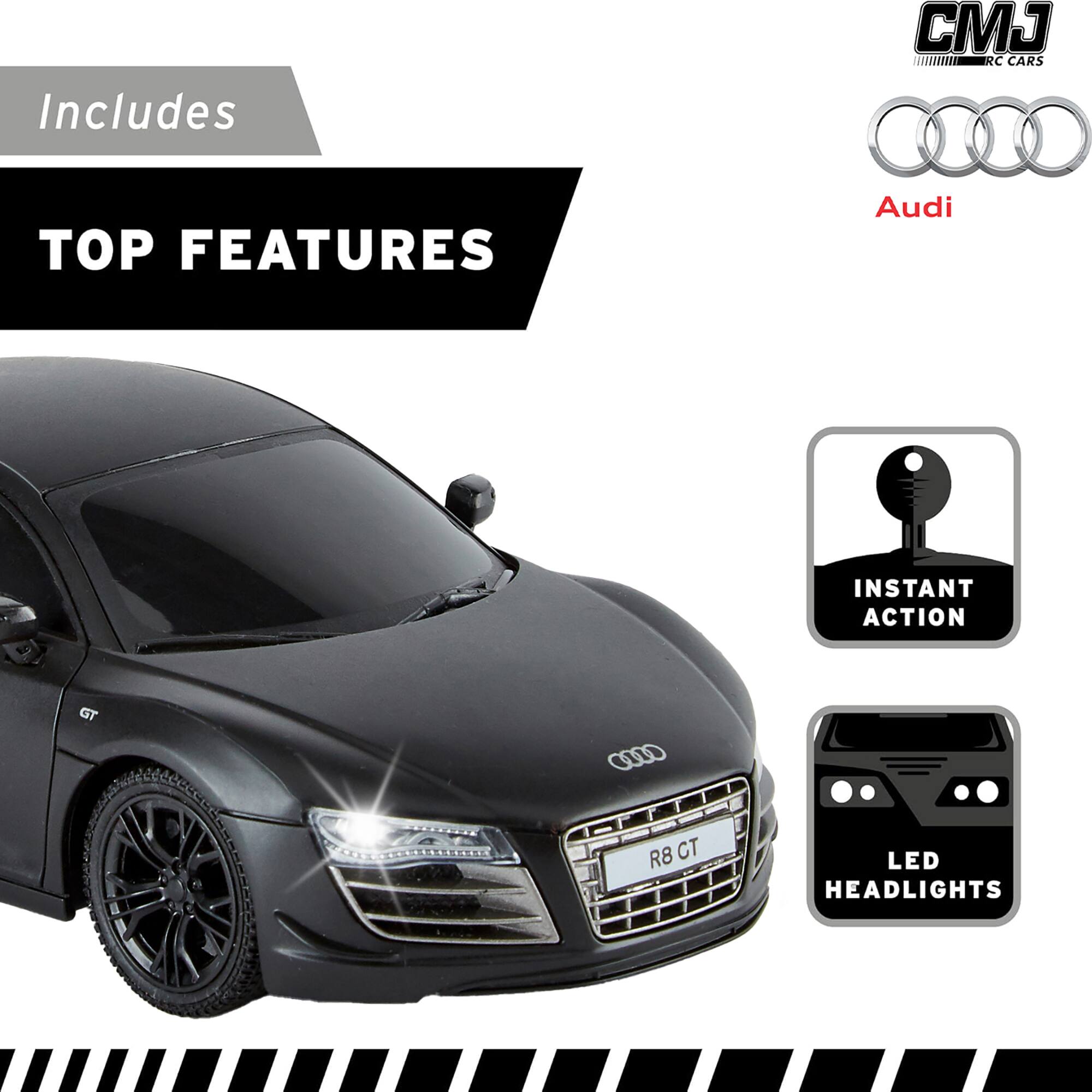 Includes CJ RC CARS TOP FEATURES Audi INSTANT ACTION GT R8 CT LED HEADLIGHTS