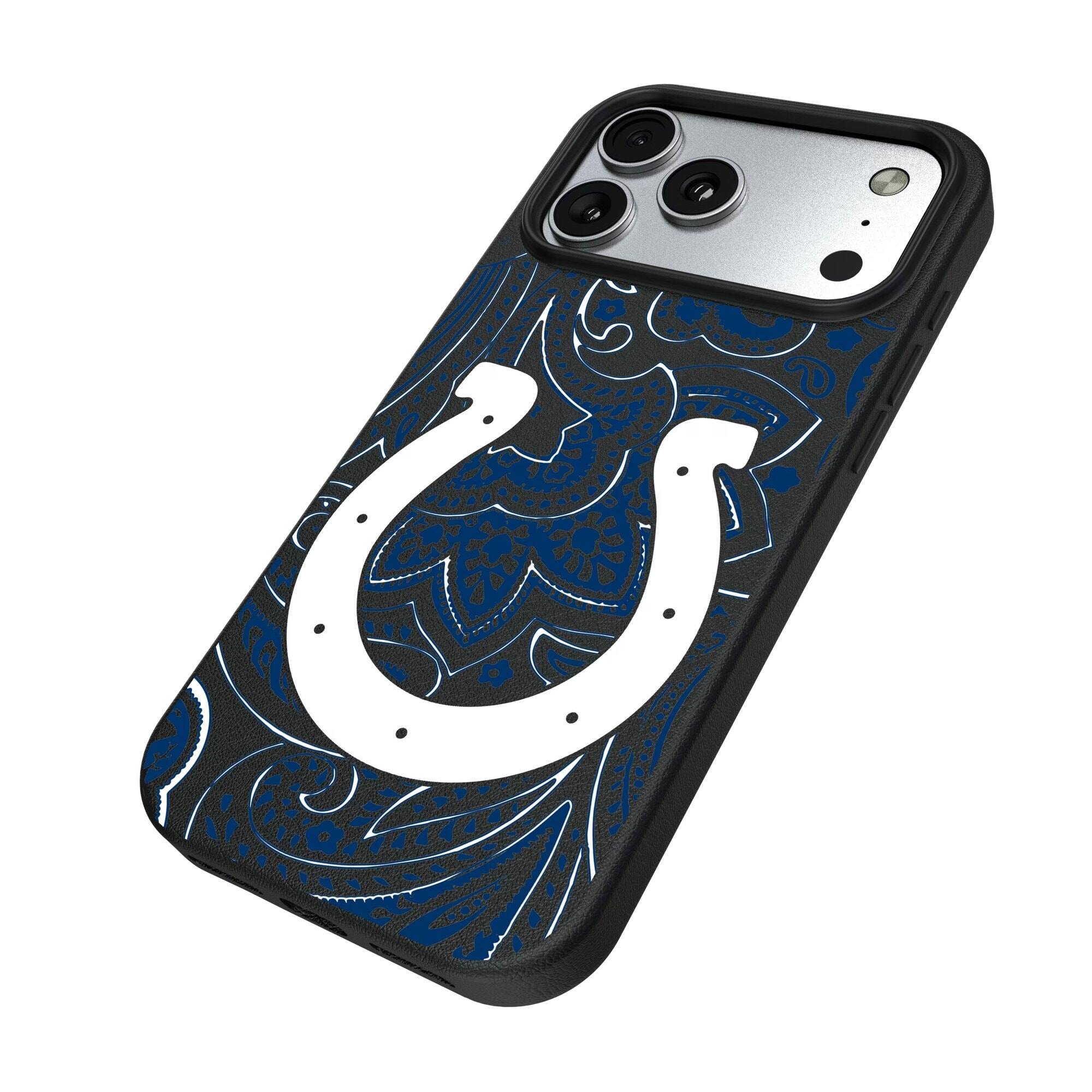 Alt View 1. Keyscaper - Indianapolis Colts Paisley iPhone Magnetic Bump Case - 15 - Black.