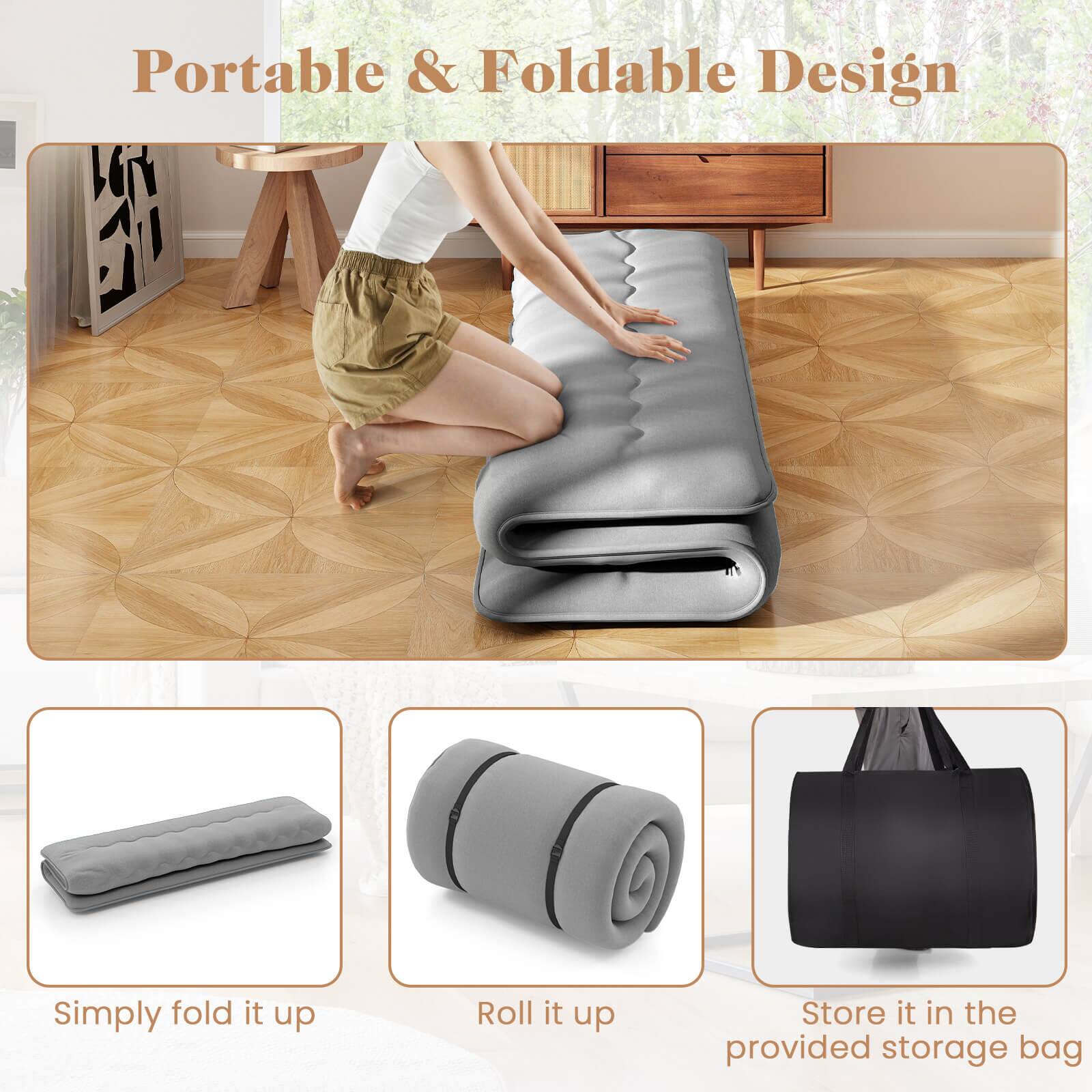 Portable & Foldable Design

Simply fold it up  
Roll it up  
Store it in the provided storage bag