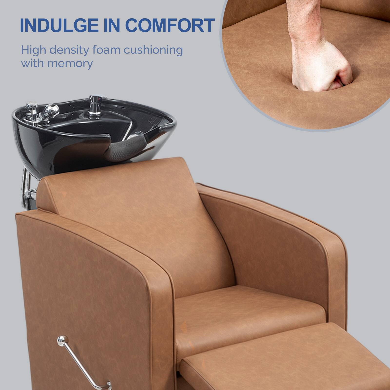 INDULGE IN COMFORT  
High density foam cushioning with memory