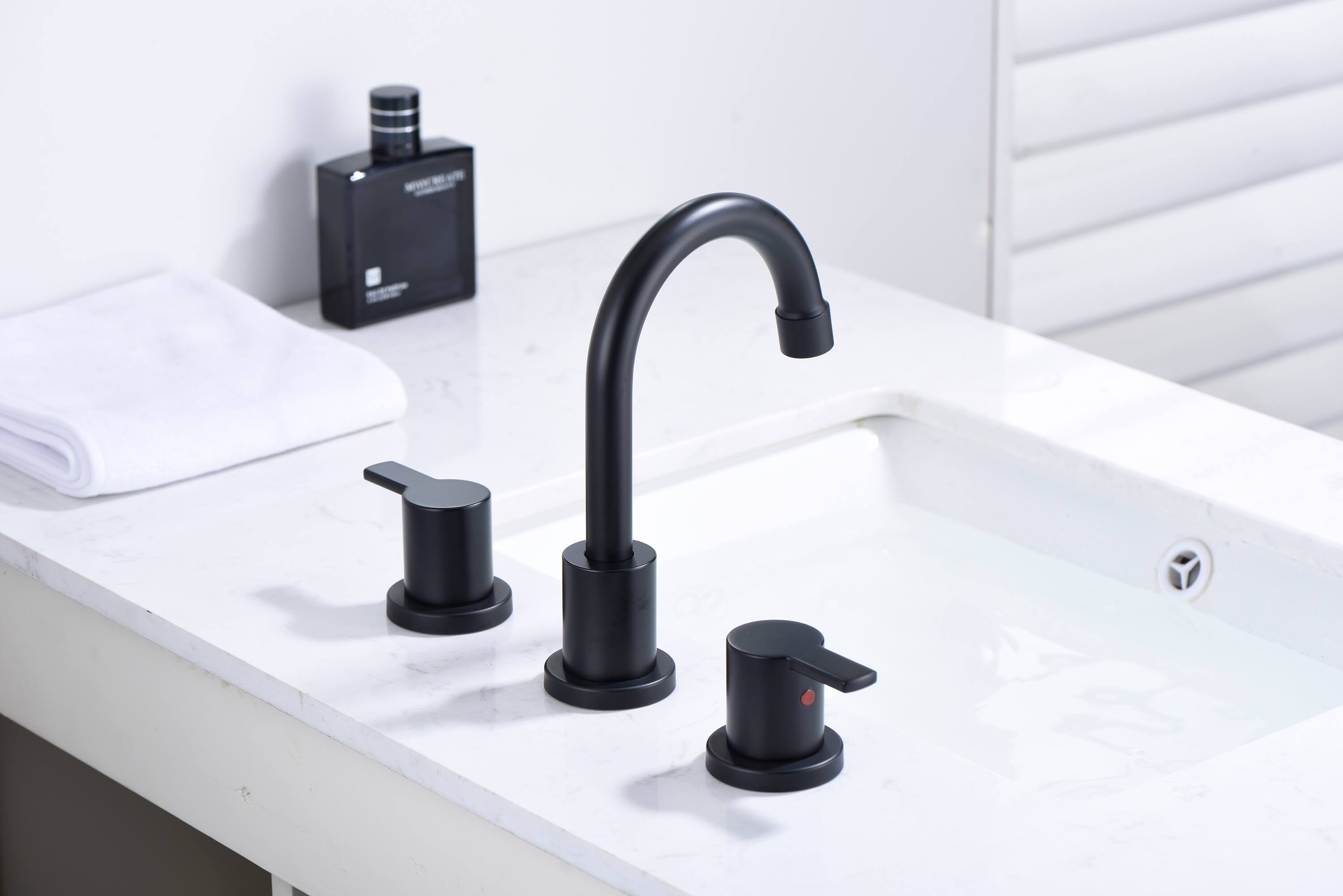 Alt View 2. Bothwa Home - Bothwa Home Bathroom Faucet For bathroom Sink  With Two Handles And Supply Lines BC042-MB-K09 - Matt black.