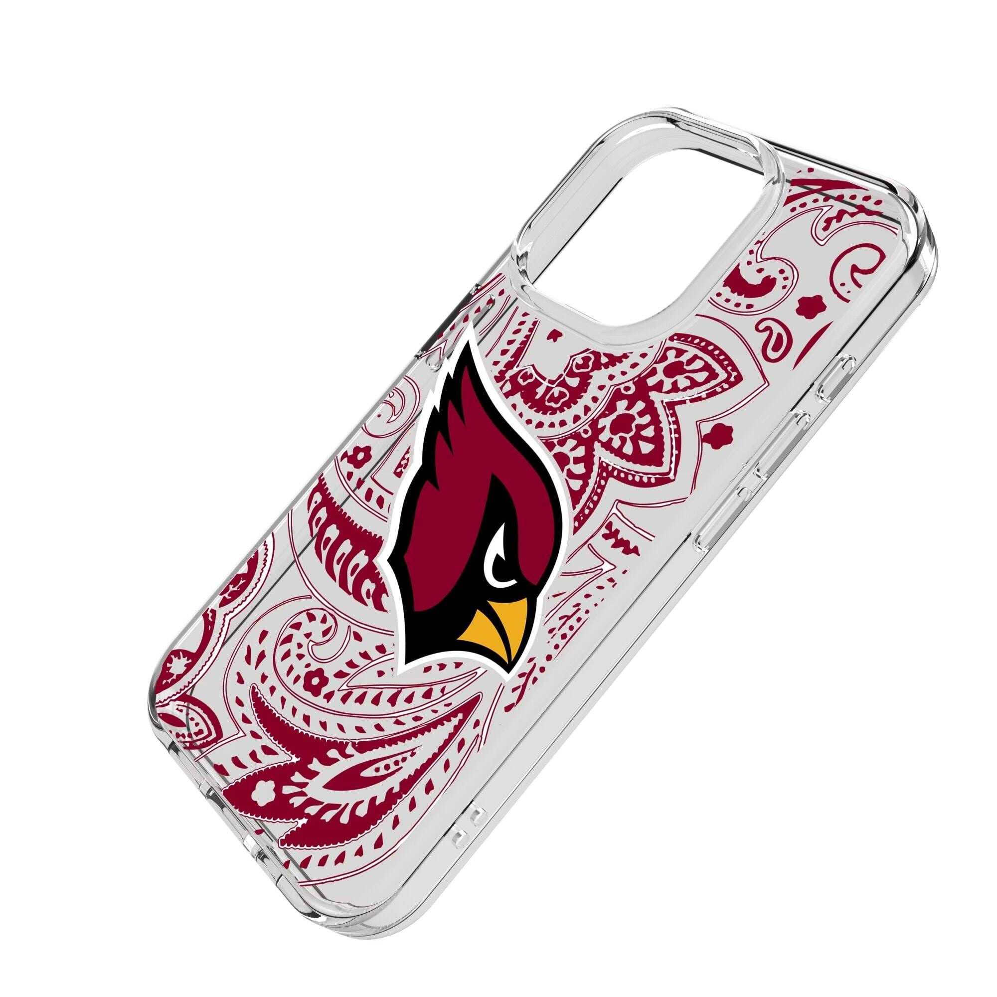 Alt View 1. Keyscaper - Arizona Cardinals iPhone Clear Paisley Design Case - 14 Pro - Multicolor.