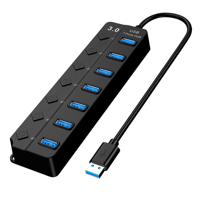 Cluzine - USB 3.0 Hub Multi-Port Splitter Docking Station for Laptop PC Mouse Keyboard 1M