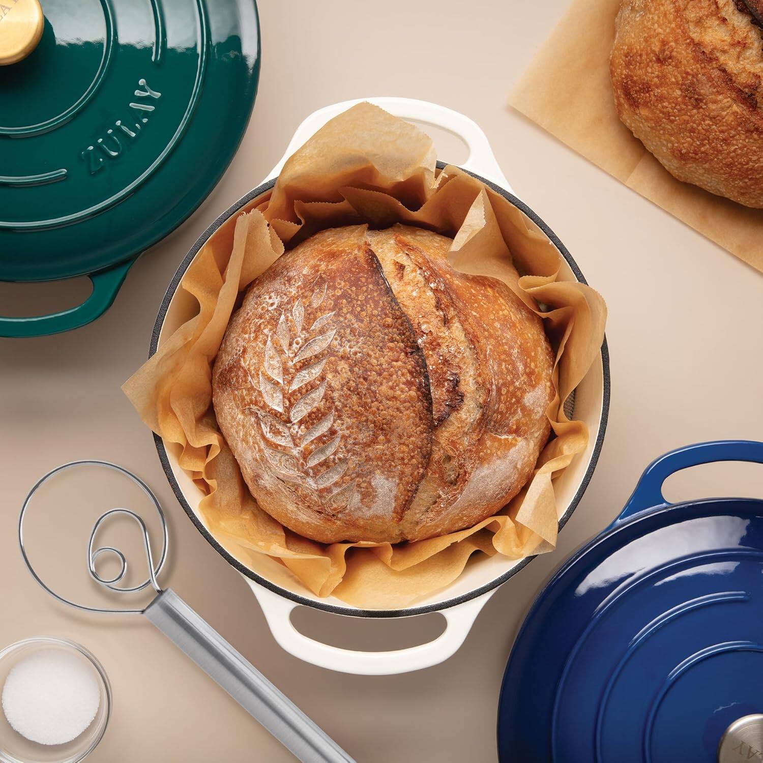 Back. Zulay Kitchen - Zulay Kitchen 13-Inch Danish Dough Whisk - Stainless Steel Danish Whisk for Cooking with Single Eye Dough Hook - Silver.