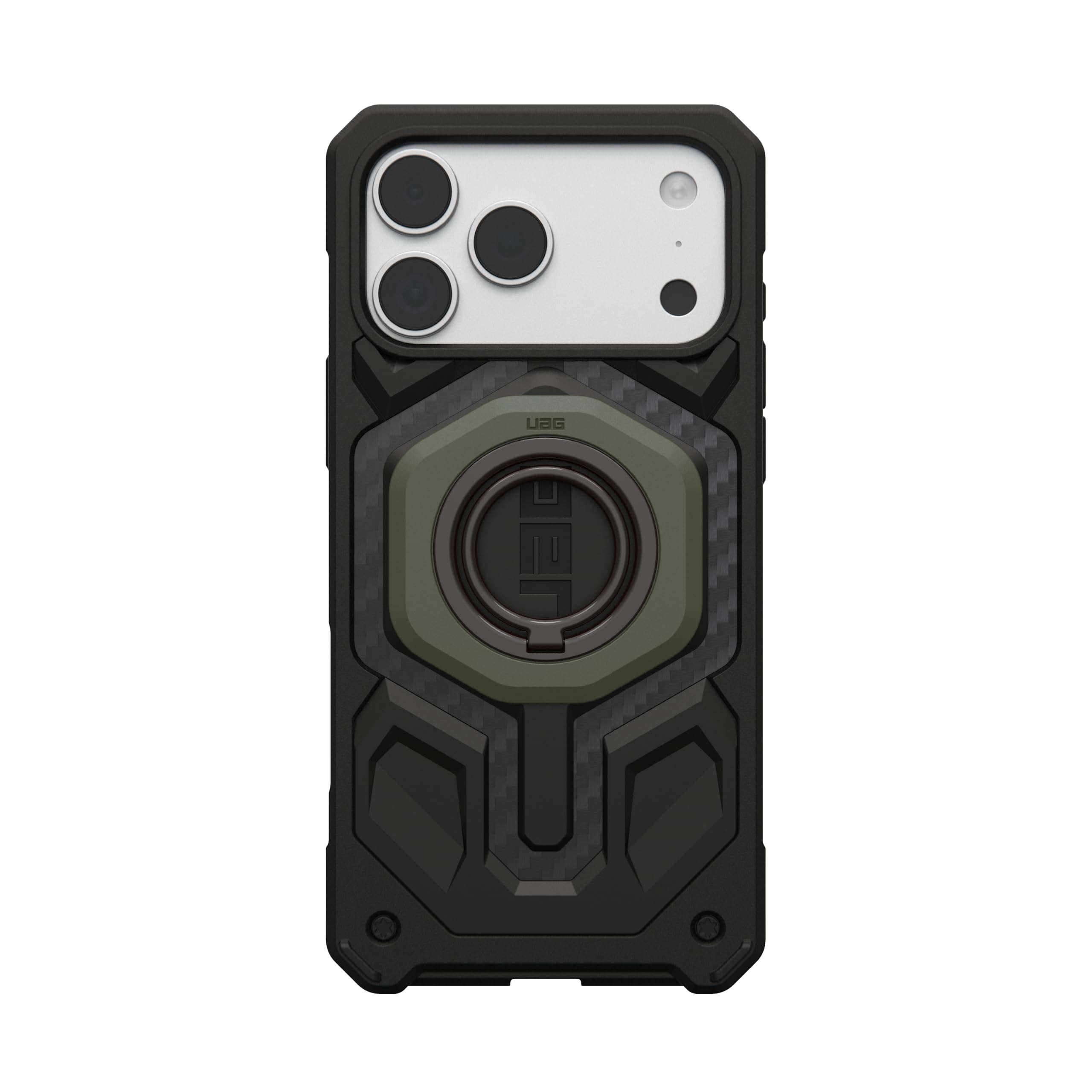 Alt View 3. UAG - Mag Ring Stand LT, Ultra Strong Magnet w/ Multi-Viewing Kickstand, Universal MagSafe Phone Grip & Stand - Olive.