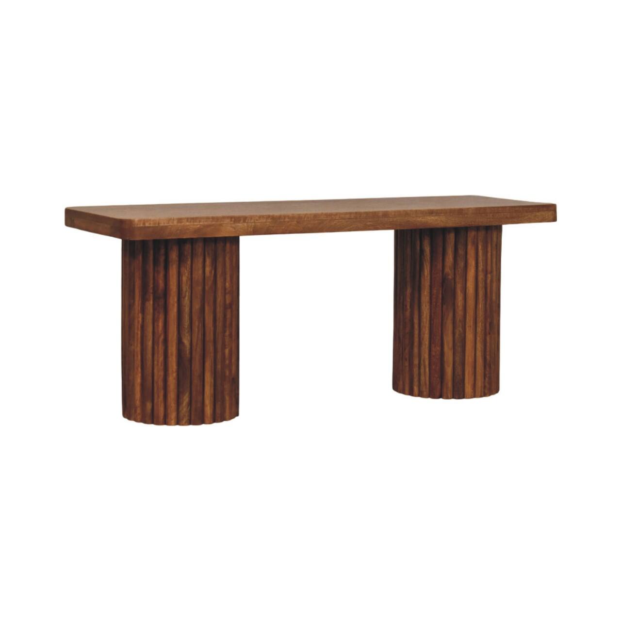 Angle. Artisan Furniture - Artisan Furniture Solid Wood Astoria Fluted Bench, Brown - Brown.