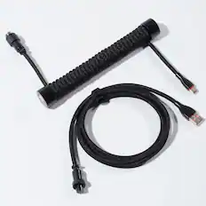 Front. GravaStar - GravaStar Coiled Aviator USB-C Cable for Mechanical Keyboard Black - Black.