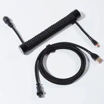 Front. GravaStar - GravaStar Coiled Aviator USB-C Cable for Mechanical Keyboard Black - Black.