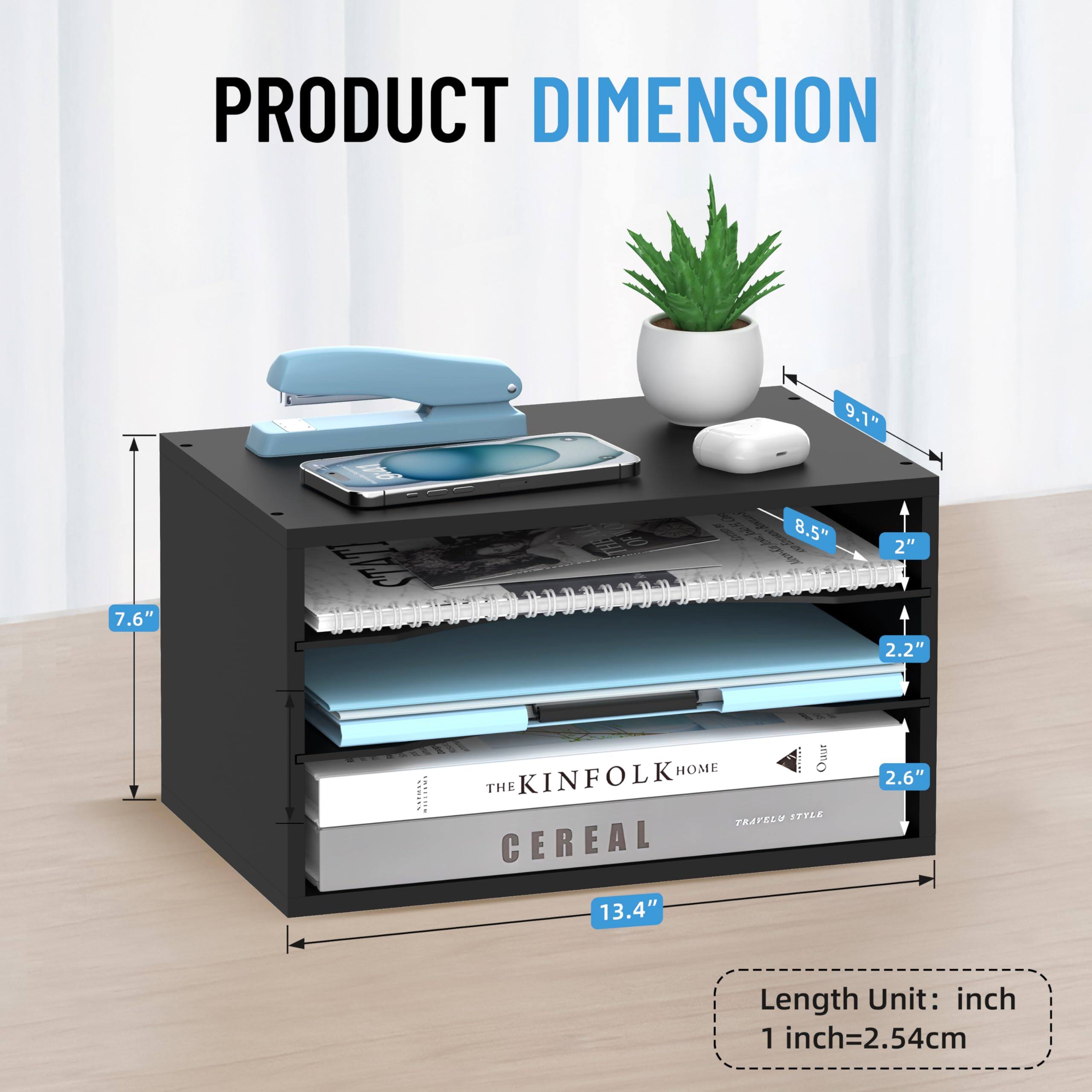 Paradigms Interiors Wood Desk Organizer 3 Tier Paper Tray For With ...