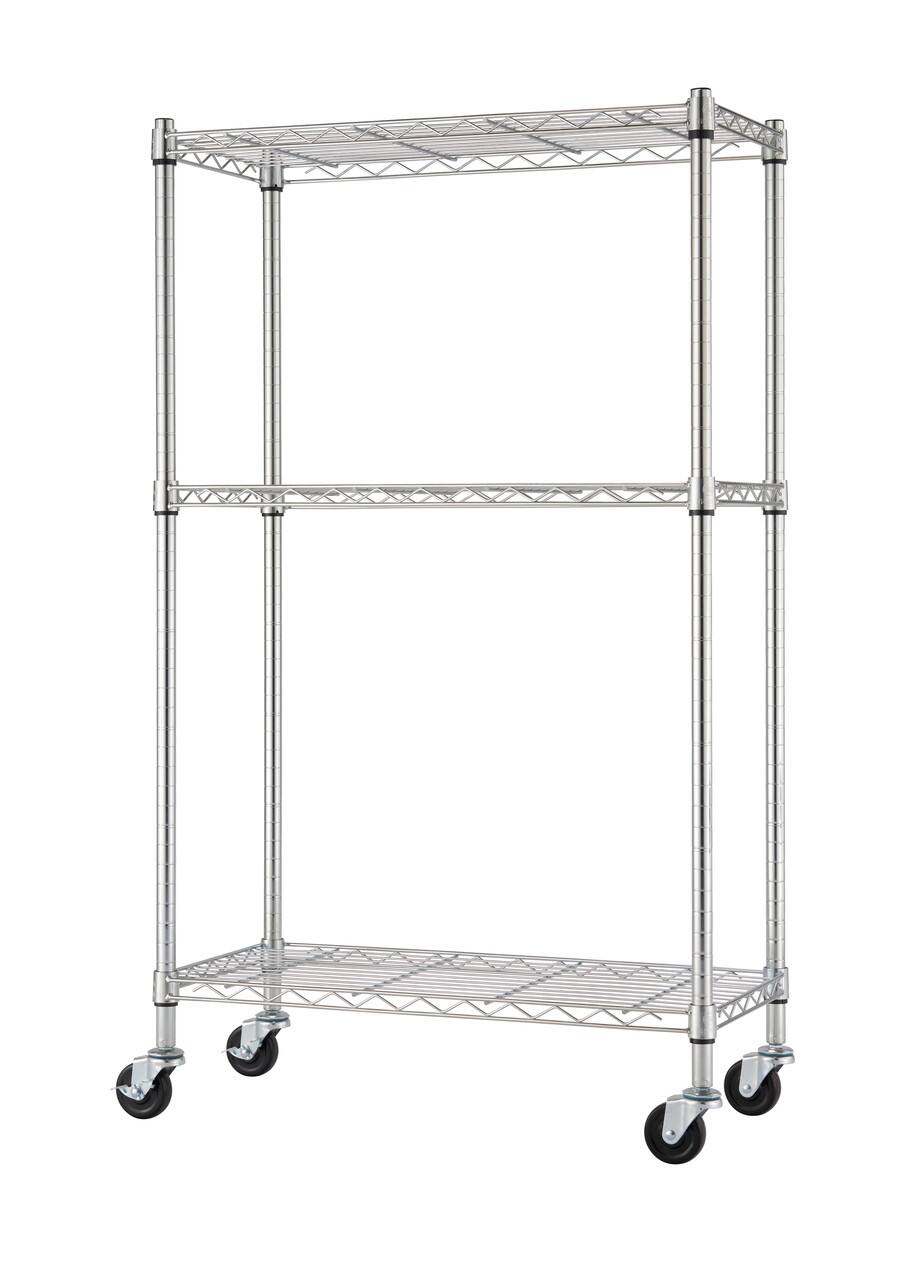 Alt View 18. TRINITY - EcoStorage 5-Tier 30x14x72 Modular Commercial Wire Shelving NSF w/ Baskets & Wheels Chrome - Chrome.