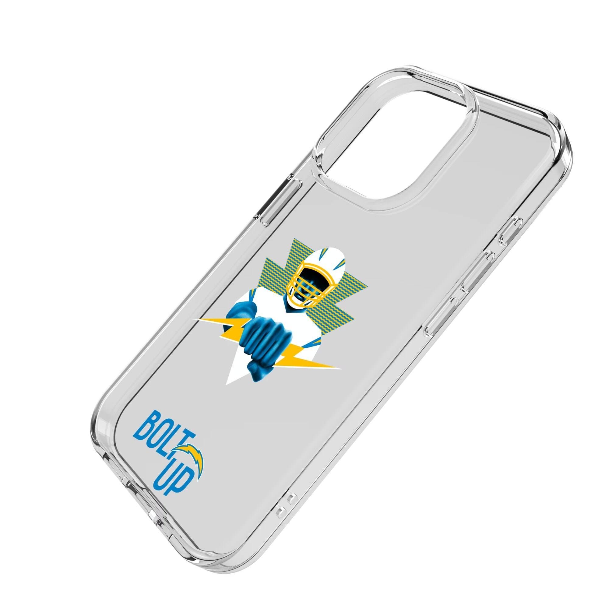 Alt View 1. Keyscaper - Los Angeles Chargers iPhone Clear Case - 14 Pro - Multicolor.