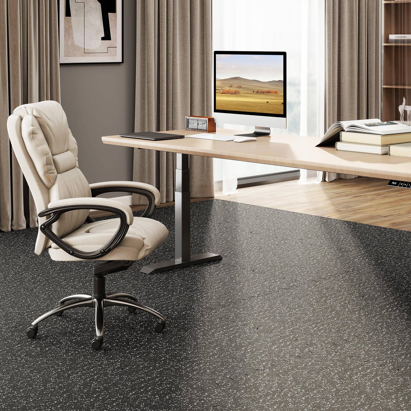 Alt View 4. Costway - Costway 12 PCS 0.79" Thick Rubber Top Exercise Mat 48 Sq Ft Non-Slip & Shock Equipment - Black.