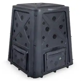 Redmon - 65 Gallon Capacity Compost Bin with Lift Off Lid and 4 Door Access - Black