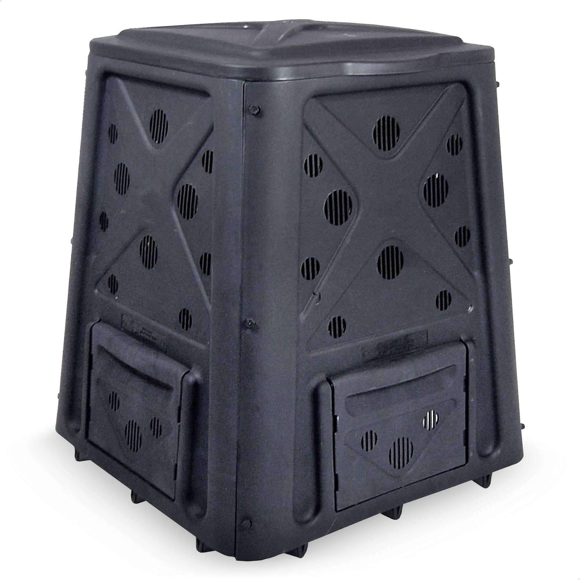 Redmon - 65 Gallon Capacity Compost Bin with Lift Off Lid and 4 Door Access - Black