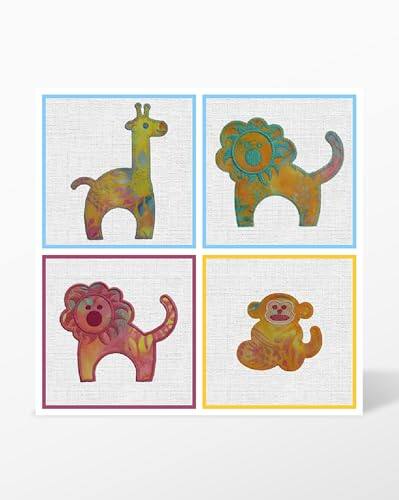 Left. AccuQuilt - Zoo Animals Embroidery Designs CD by Marjorie Busby.
