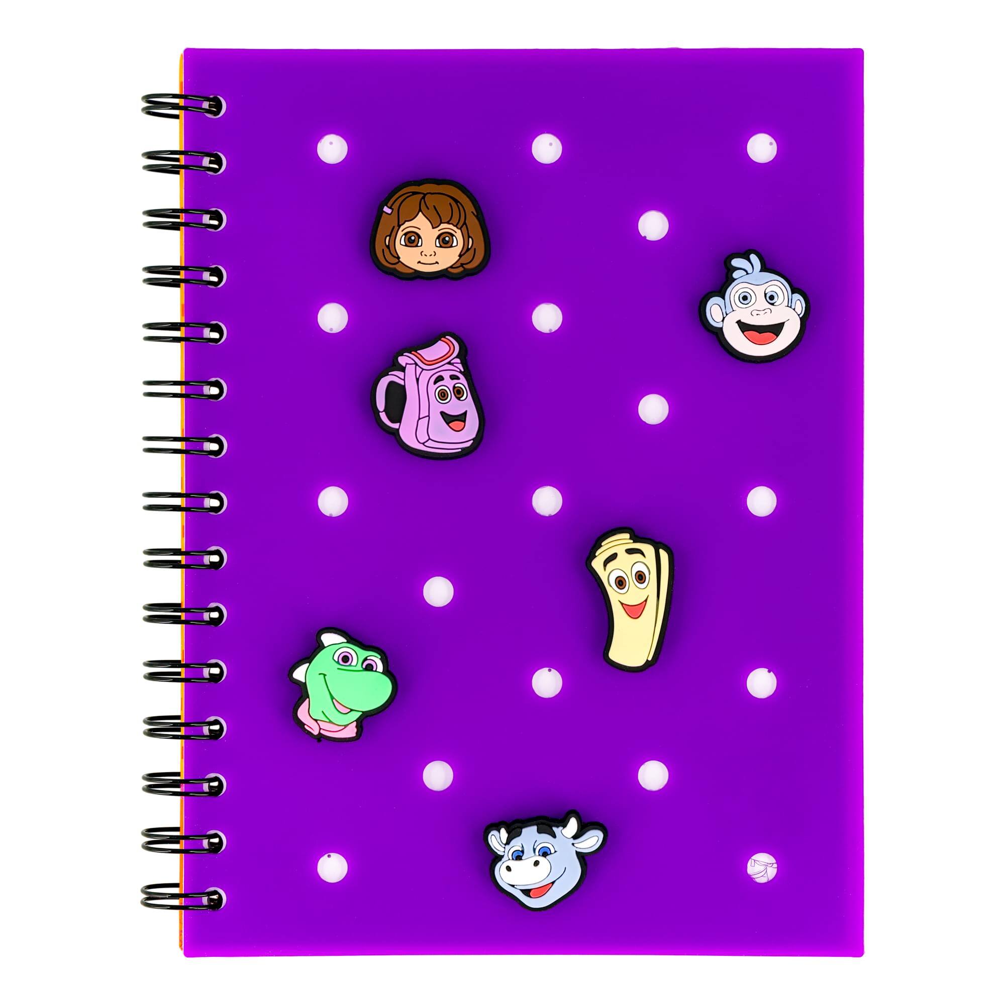 Front. Nickelodeon - Nickelodeon Dora The Explorer Notebook With Pop Charms and 160 Dotted Sheets - Purple.