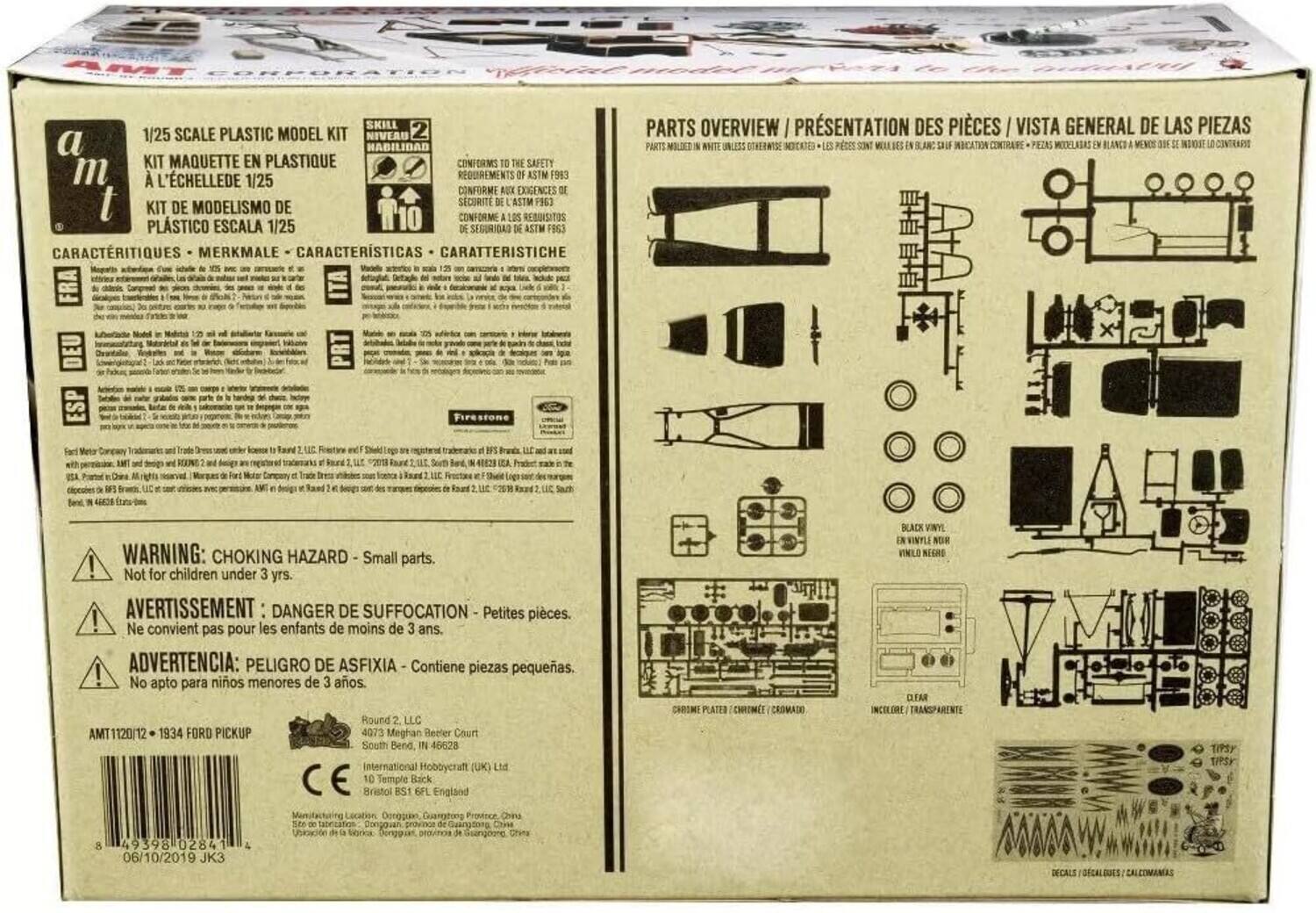 **AMT 1/25 SCALE PLASTIC MODEL KIT**

**NIVEAU 2 / SKILL 2 / HABILIDAD 2 / KIT DE MODELISMO DE PLÁSTICO ESCALA 1/25**

**CONFORMS TO THE SAFETY REQUIREMENTS OF ASTM F963 / CONFORME AUX EXIGENCES DE SÉCURITÉ DE ASTM F963 / CONFORME A LOS REQUISITOS DE SEGURIDAD DE ASTM F963 / CONFORME SEGURIGAD 1.25 RESUISITOS ASTM F963**

**CARACTERISTIQUES / MERKMALE / CARACTERÍSTICAS / CARATTERISTICHE**

**FR / DEU / ITA / PRT / ESP**

**PARTS OVERVIEW / PRESENTATION DES PIÈCES / VISTA GENERAL DE LAS PIEZAS**

**WARNING: CHOKING HAZARD - Small parts. Not for children under 3 yrs.**

**AVERTISSEMENT: DANGER DE SUFFOCATION - Petites pièces. Ne convient pas pour les enfants de moins de 3 ans.**

**ADVERT