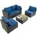 Angle. Costway - 5PCS Patio Rattan Furniture Set Cushioned Sofa Chair Coffee Table - Navy.
