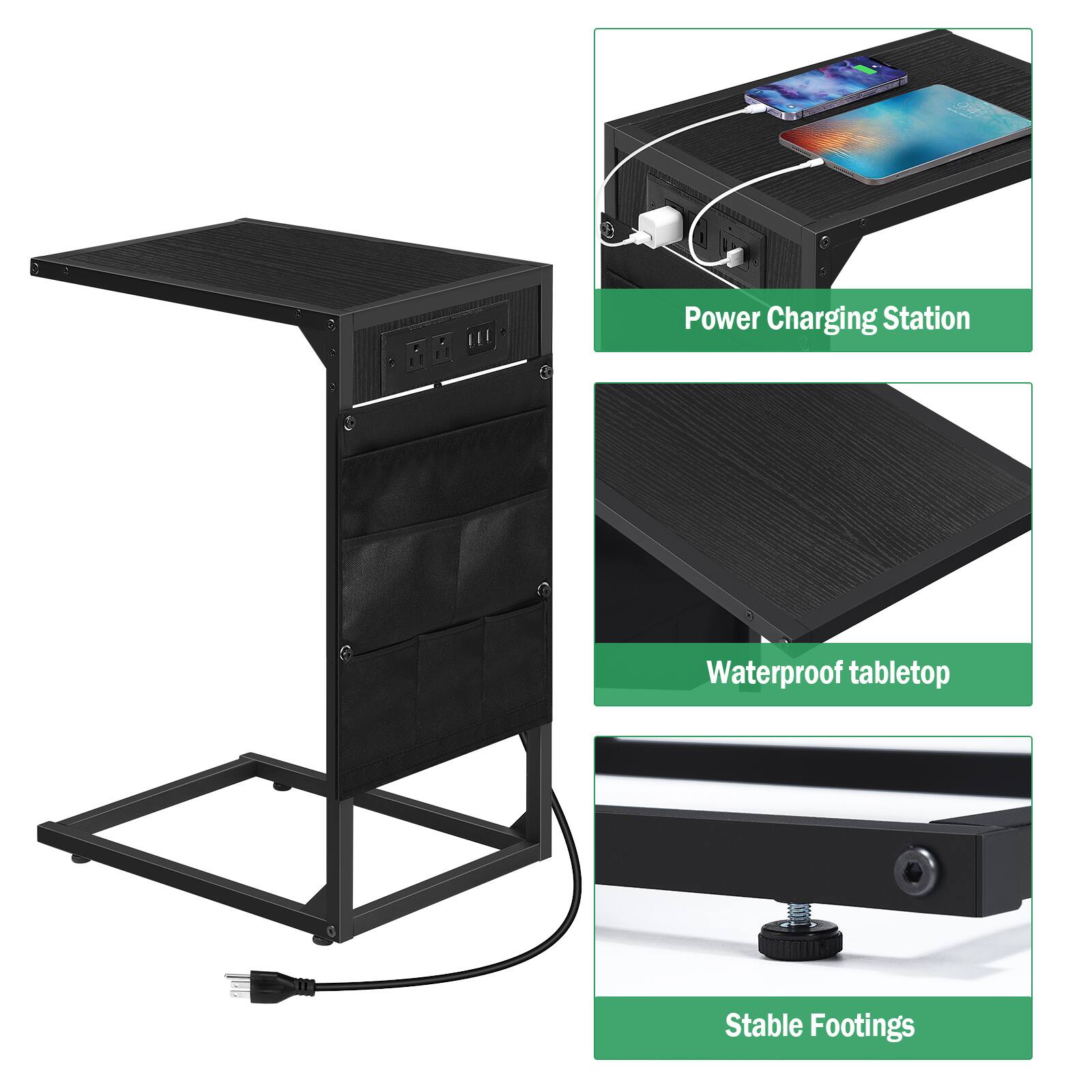 Power Charging Station  
Waterproof tabletop  
Stable Footings