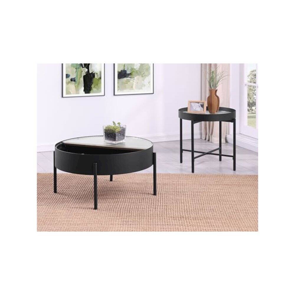 Alt View 9. Coaster Co. of America - Ozella 2-piece Round Coffee and End Table Set Sandy Black - Sandy Black.