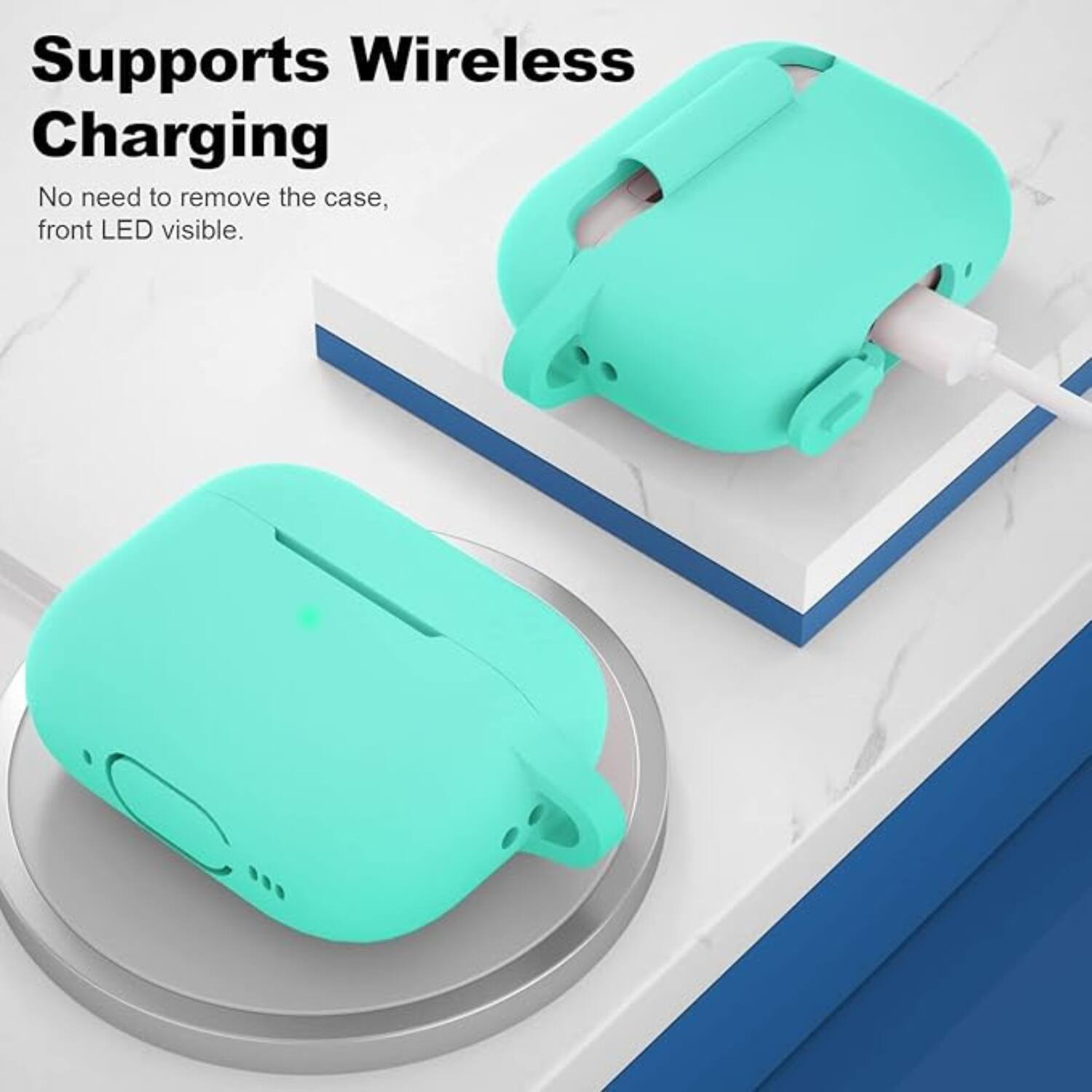 Supports Wireless Charging  
No need to remove the case, front LED visible.