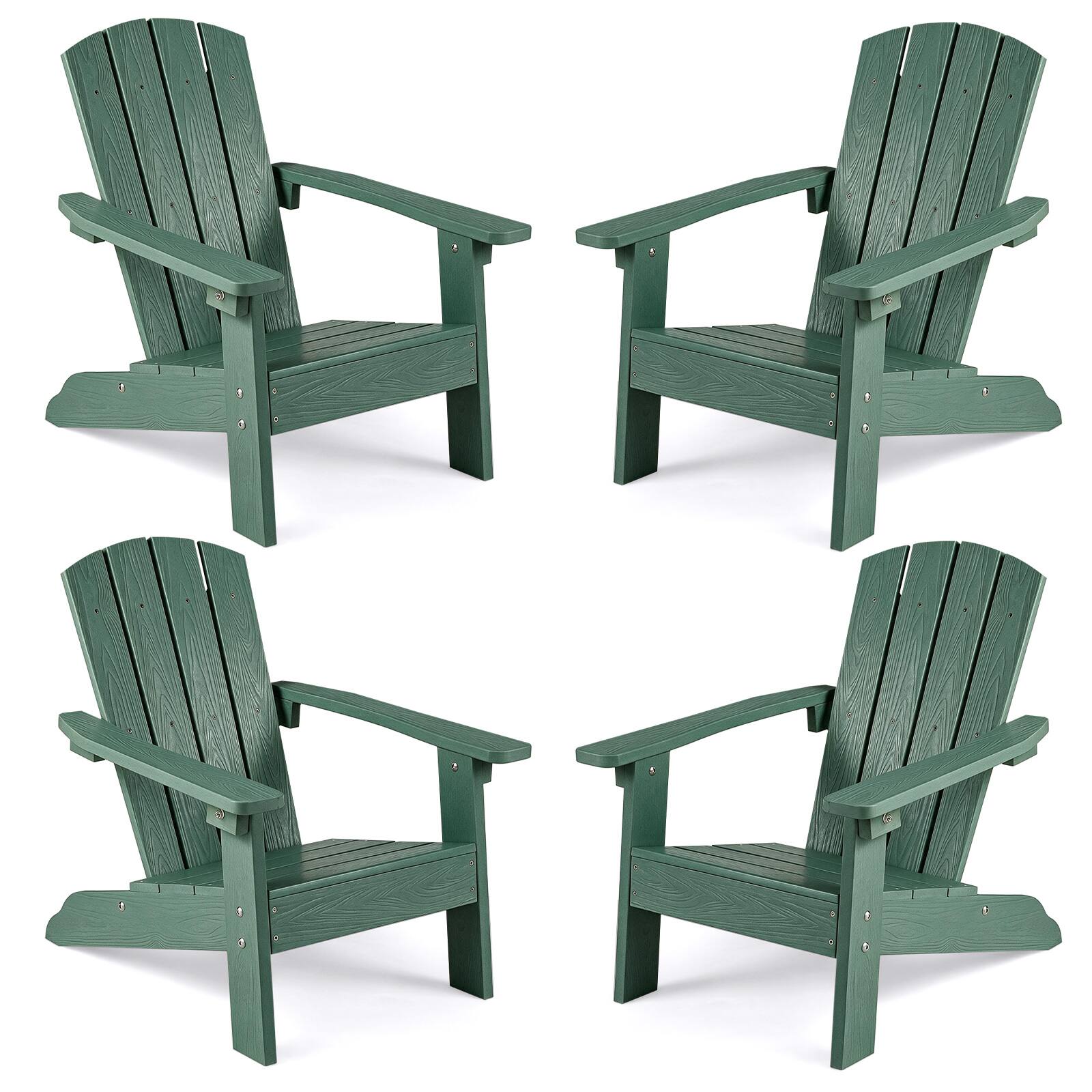 Front. Costway - Costway 4PCS Kids Adirondack Chair with High Backrest Armrests Fire Pit Chair for Ages 3-8 - Green.