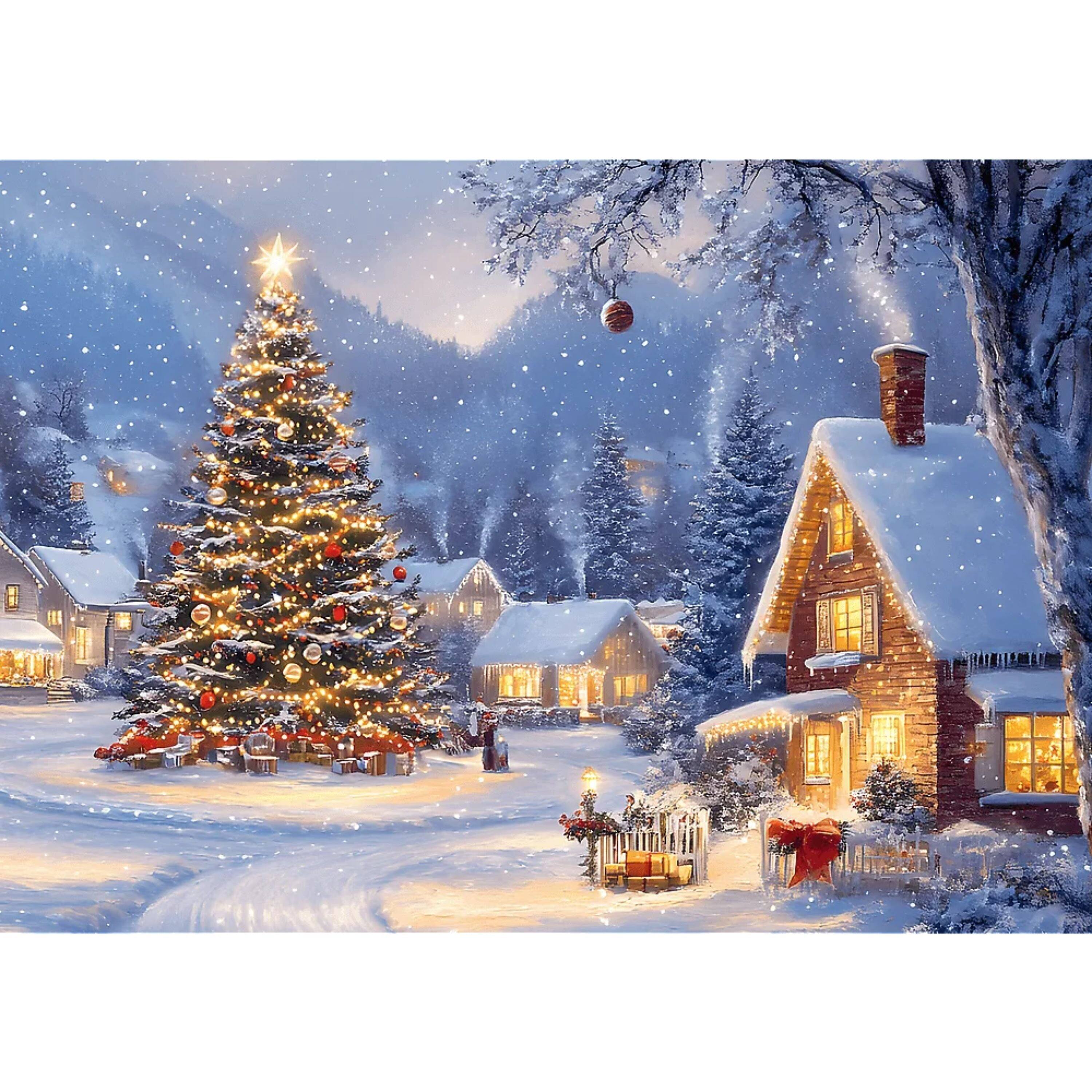 Alt View 2. Trefl - Trefl Red Seasons Greetings Peaceful Winter Night 500 Piece Puzzle - Multicolor.