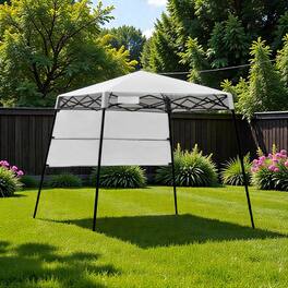 Hivvago - 7x7 Ft Easy Assembly Folding Canopy with Carry Case and Ground Anchors - White