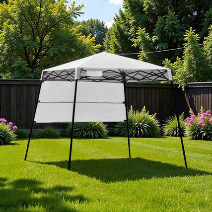 Front. Hivvago - 7x7 Ft Easy Assembly Folding Canopy with Carry Case and Ground Anchors - White.