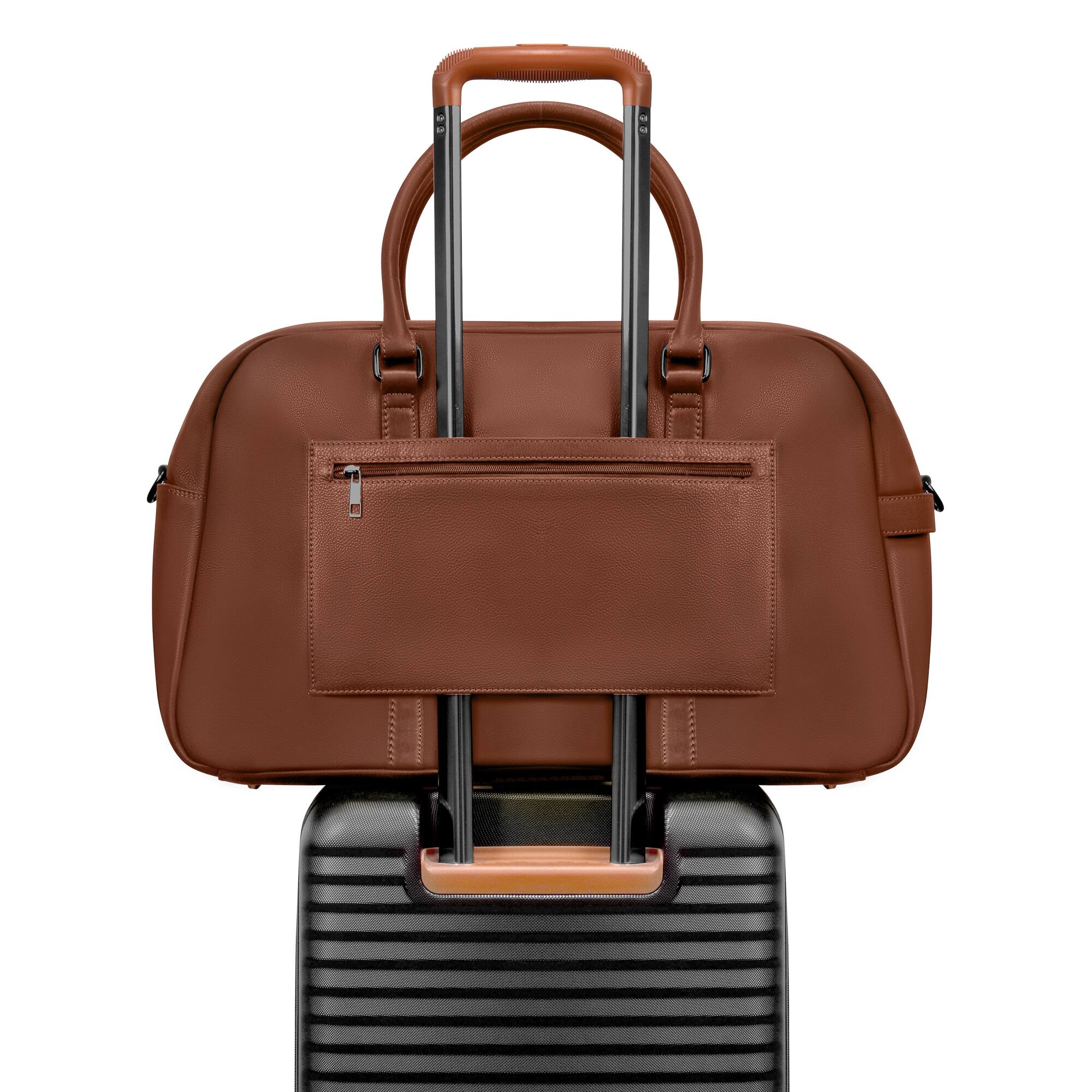 Alt View 2. Champs - Onyx Collection Leather Duffel Laptop Bag - Brown.