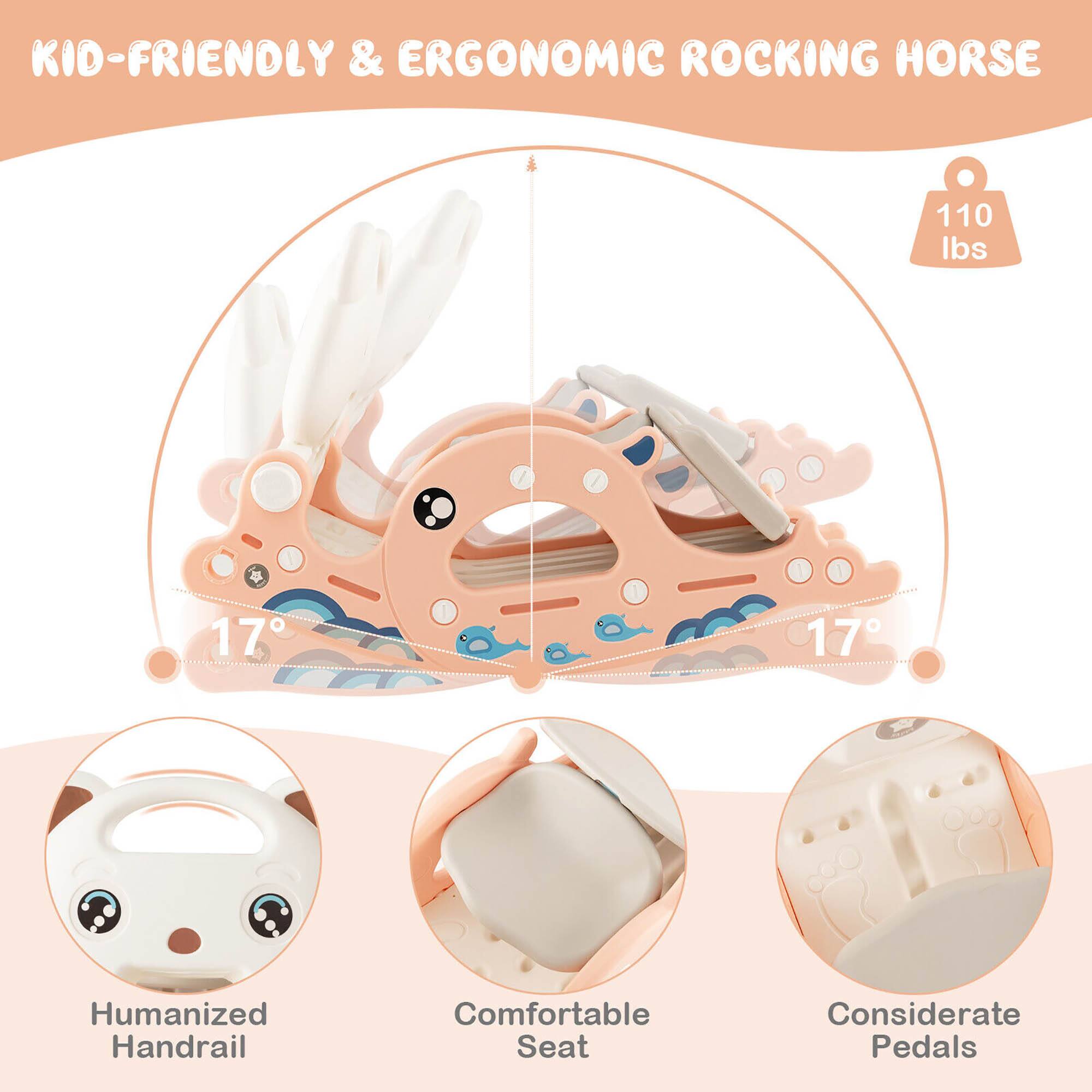 KID-FRIENDLY & ERGONOMIC ROCKING HORSE

110 lbs

17°

Humanized Handrail

Comfortable Seat

Considerate Pedals