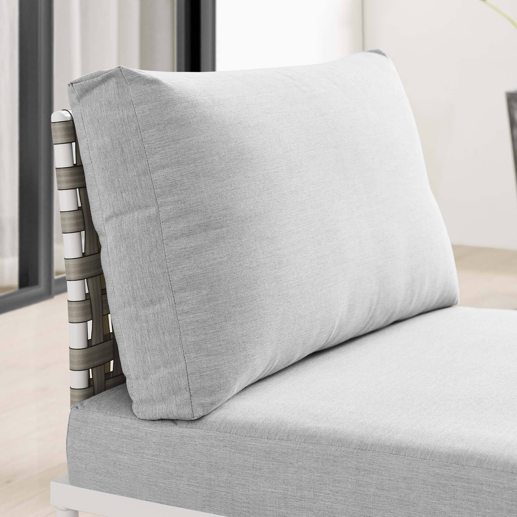 Back. Modway - Harmony Sunbrella® Basket Weave Outdoor Patio Aluminum Armless Chair by Modway - Tan Gray.