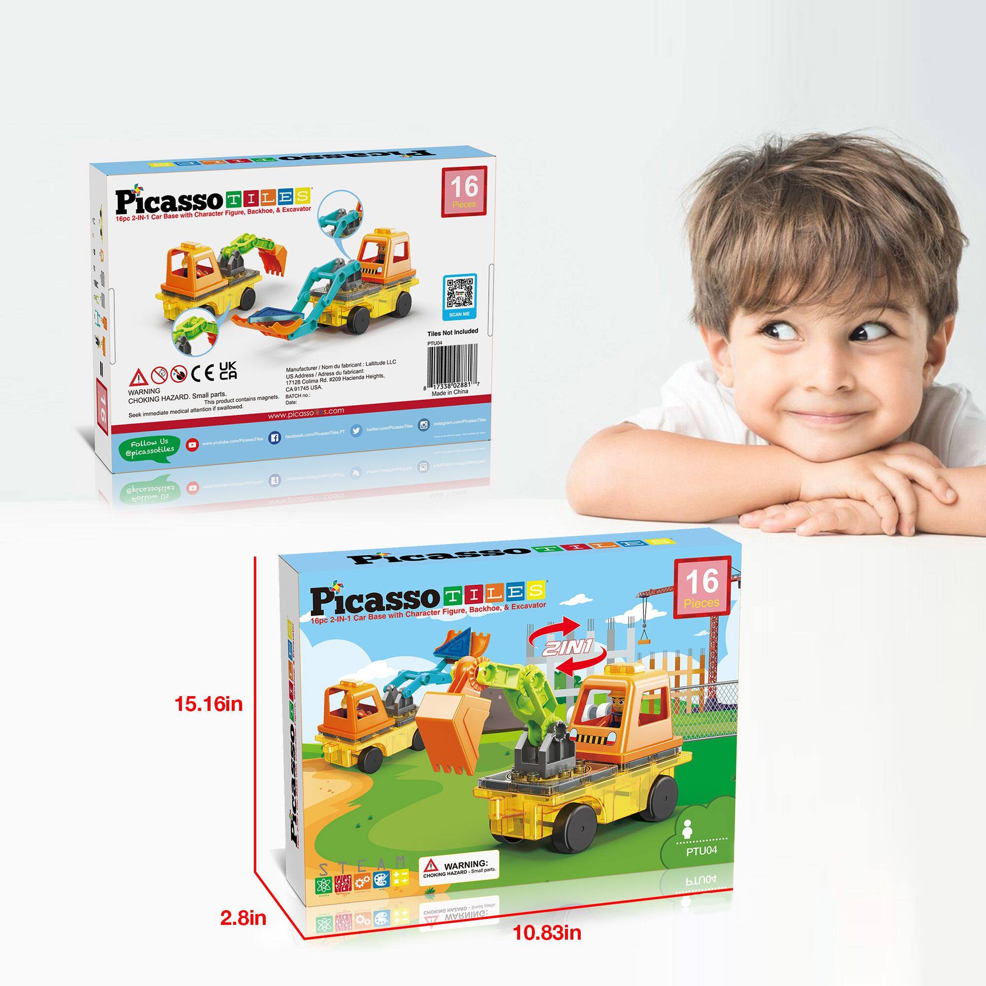 PicassoTiles PICASSO TILES Magnetic Tiles for Kids, 2 in 1