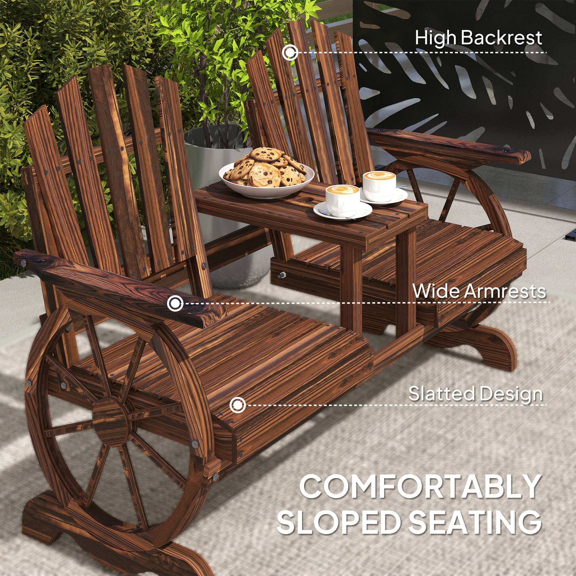 High Backrest, Wide Armrests, Slatted Design, Comfortably Sloped Seating