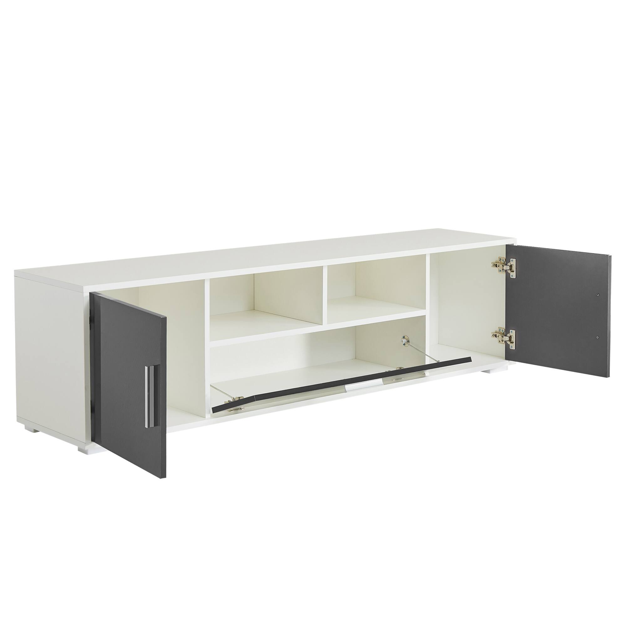 Alt View 4. Spaco - Spaco Modern TV Stand with LED Lights and Storage Cabinets, Entertainment Center for Living Room Bedroom TV Console - Gray.