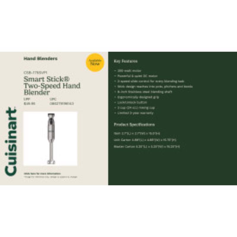 Hand Menders C18-ITS5VPI Smart Stick Two-Speed Hand Blender

UPC: UFC CHIBNTCHIO

Cuisinart
