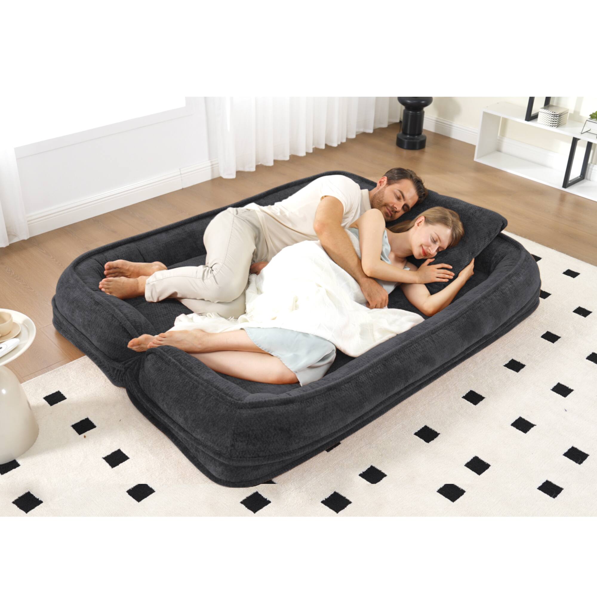 Alt View 7. GOODSILO - Extra Large Convertible Floor Sofa Bed with Adjustable Backrest for Comfortable Lounging and Napping - Black.