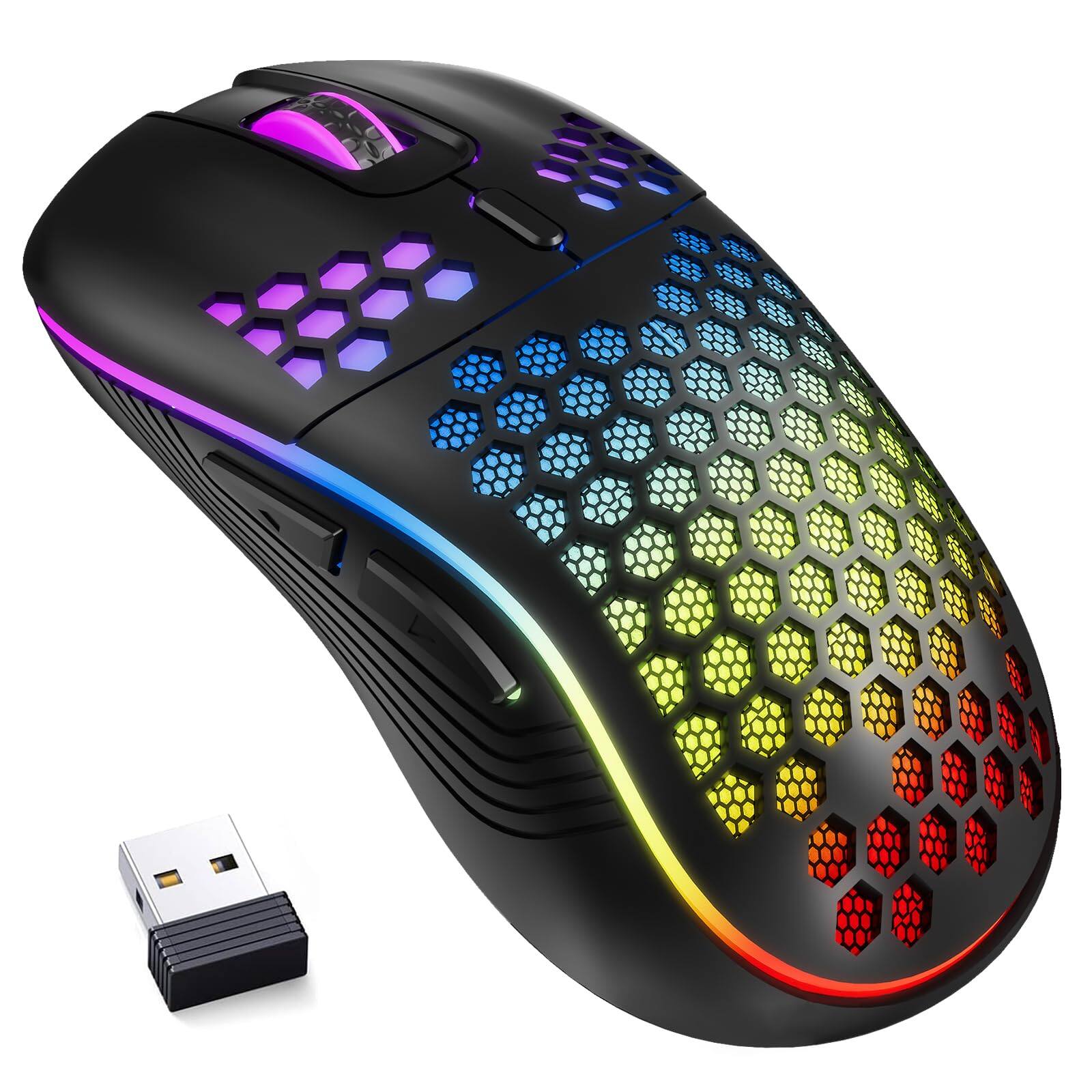 PO3TICJUNKI3 - Gaming Mouse 4g Cordless Rgb Rechargeable Pc Game Mice With -color Led Lights Adjustable Laptop Desktop Com - Wired - Wireless_Black