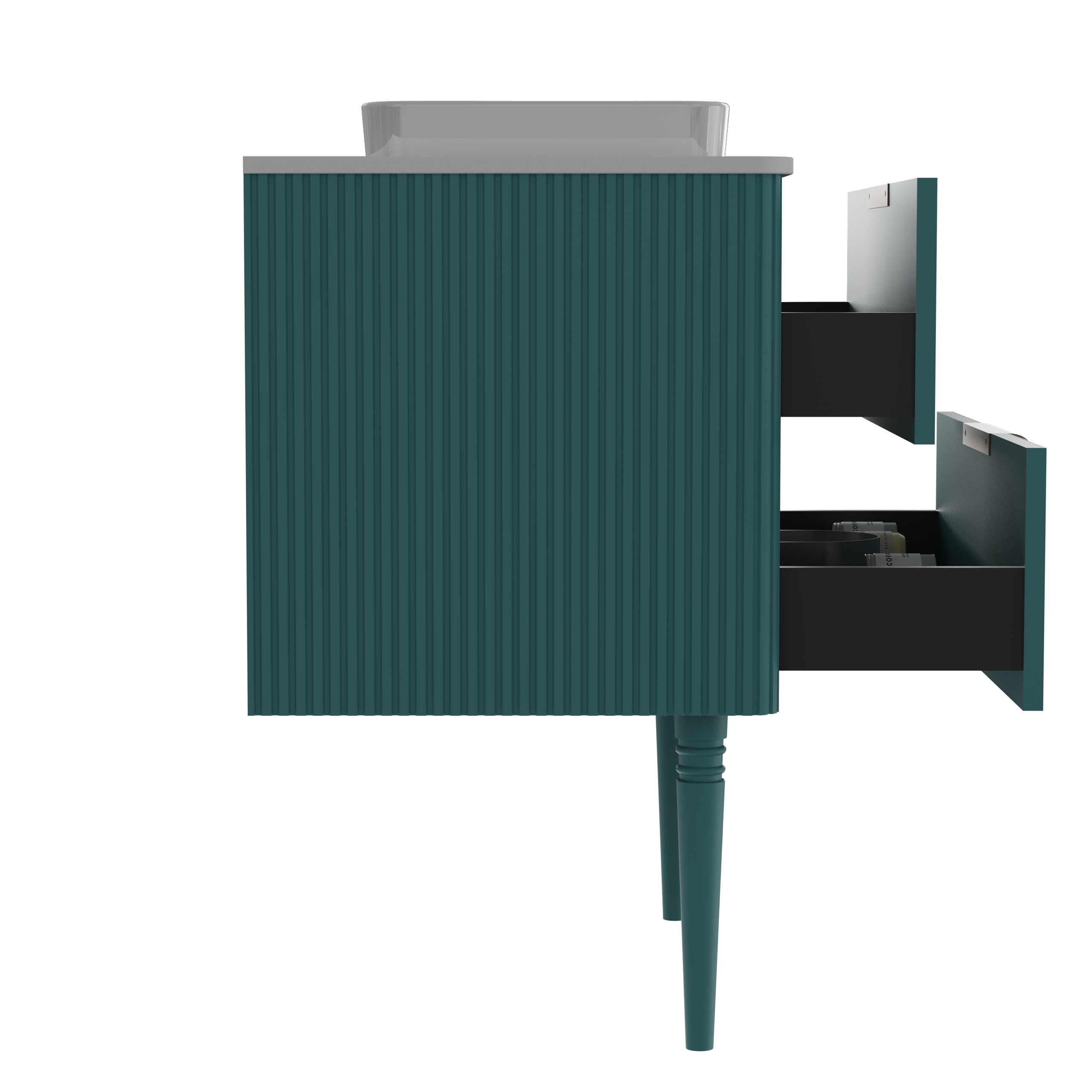 Alt View 5. Boyel Living - 30 Inch Striped Aquamarine Bathroom Vanity with Ceramic Sink, Freestanding Design, Modern Style, Pre-Assembled - Blue.