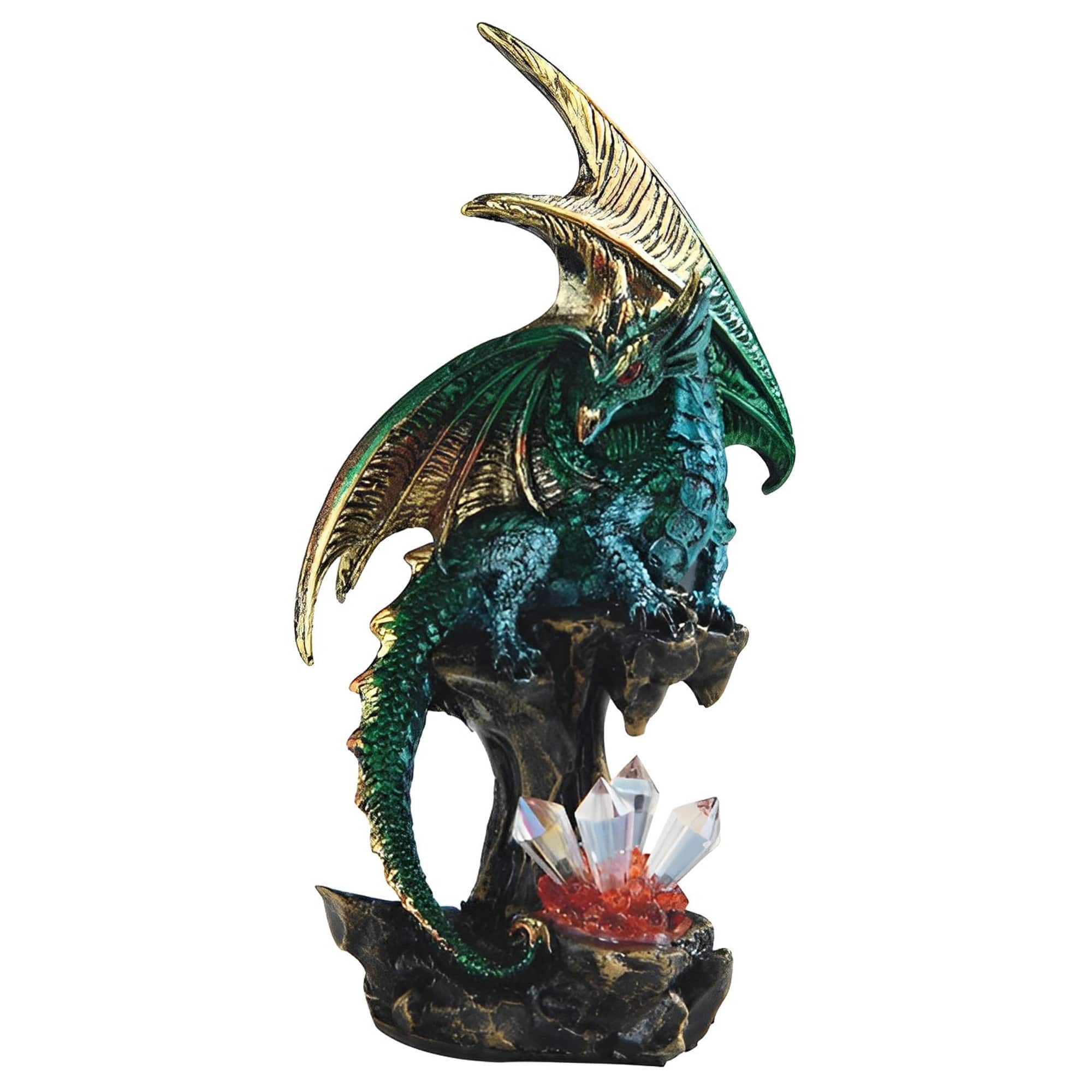 FC Design - 6"H Dragon Guarding Faux Crystal Gemstone Figurine Statue Desk Tabletop Medieval Gaming Home Decor Gift - Multi-Color