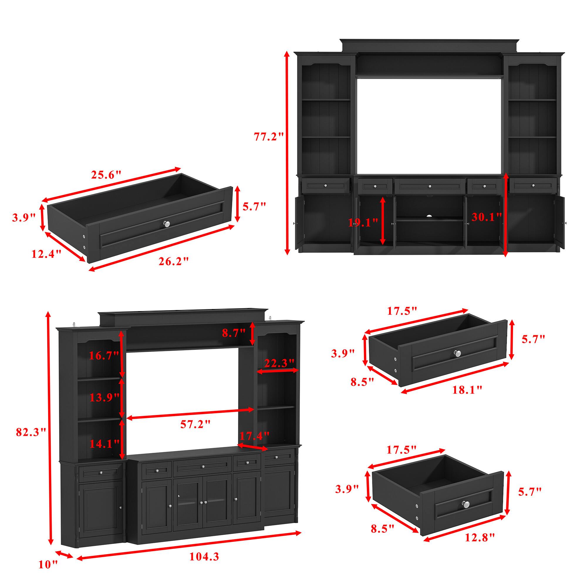 77.2"  
25.6"  
3.9"  
5.7"  
12.4"  
26.2"  
19.1"  
30.1"  
82.3"  
10"  
104.3"  
16.7"  
13.9"  
14.1"  
57.2"  
17.4"  
22.3"  
8.7"  
17.5"  
8.5"  
18.1"  
3.9"  
5.7"  
12.8"  
17.5"  
8.5"  
5.7"