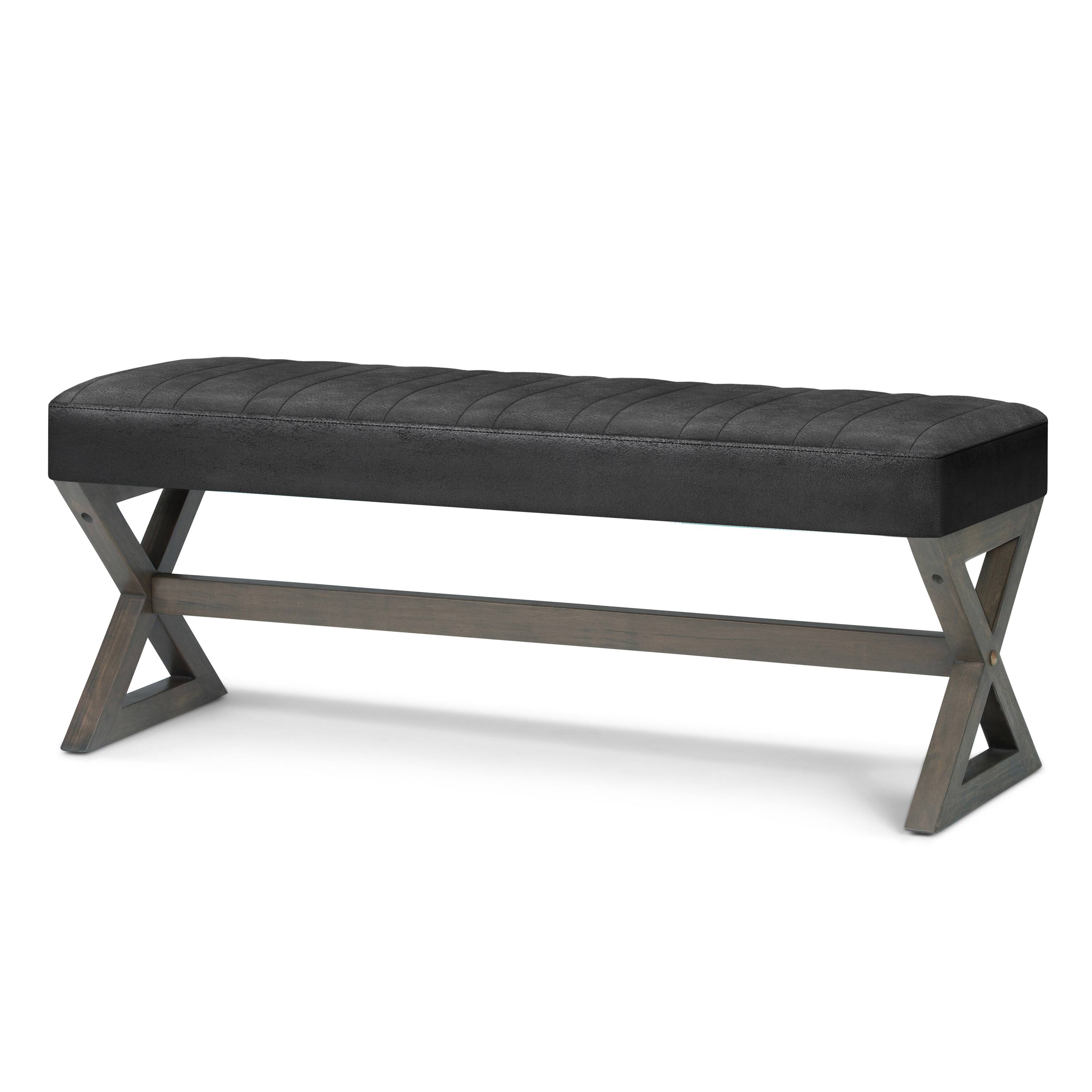 Angle. Simpli Home - Salinger Large Ottoman Bench - Distressed Black.