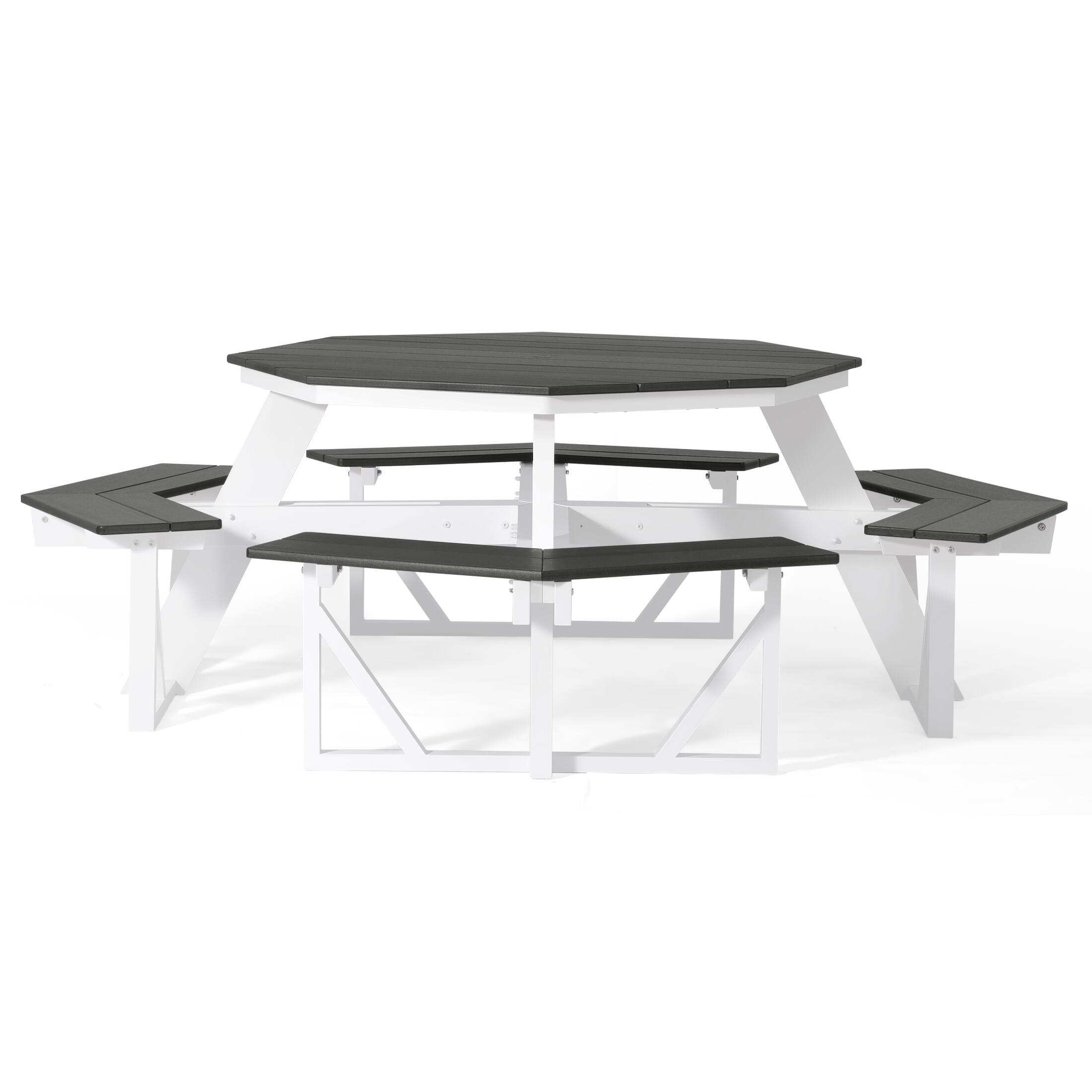 Left. WestinTrends - WestinTrends Greenville Outdoor 48" HDPE 8-Person Patio Octagon Picnic Table - Gray.