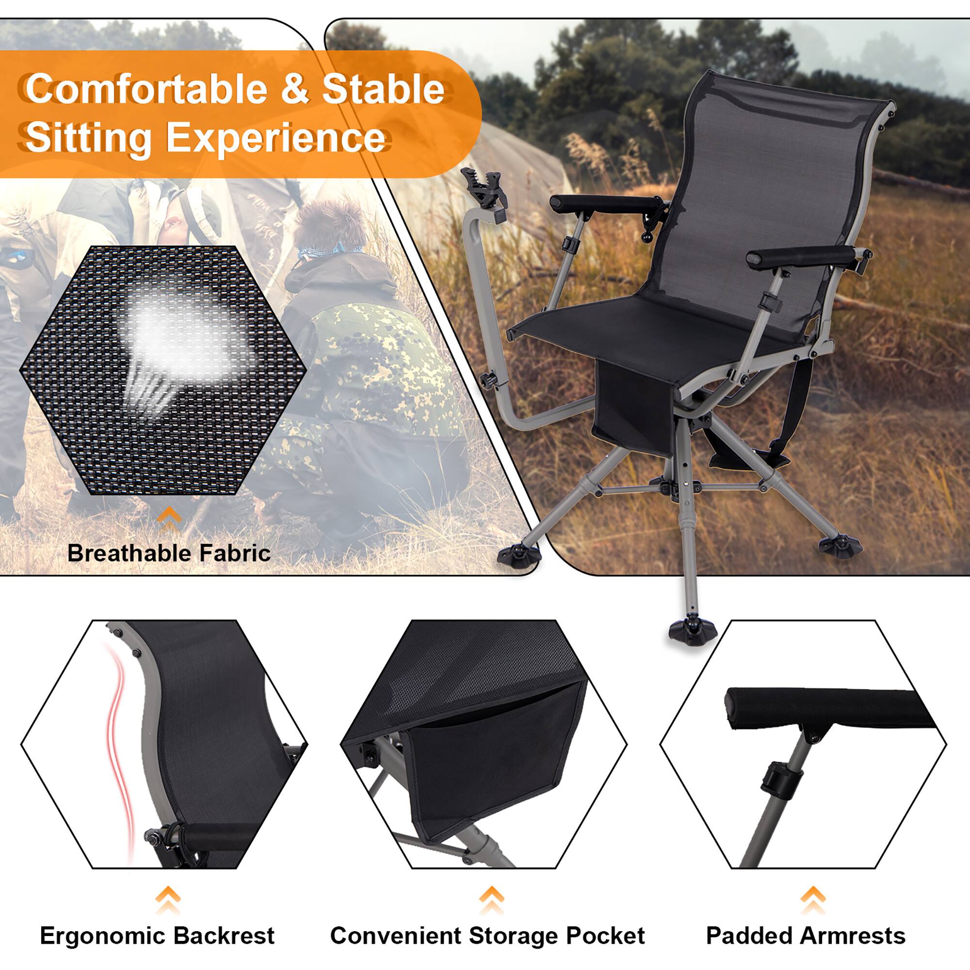 Comfortable & Stable Sitting Experience

- Breathable Fabric
- Ergonomic Backrest
- Convenient Storage Pocket
- Padded Armrests