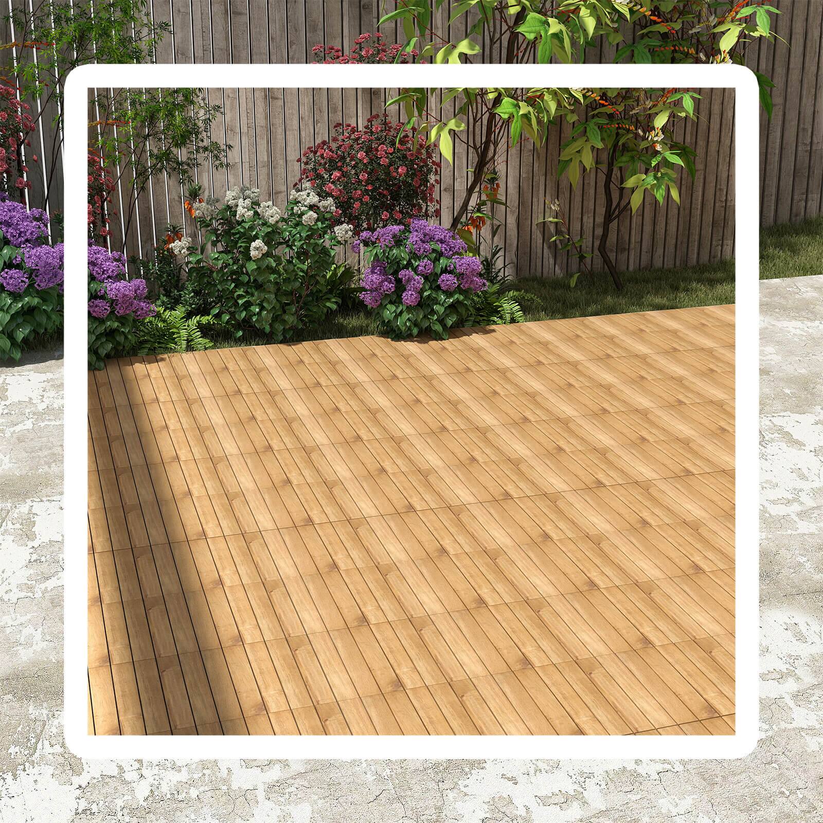 Alt View 4. Costway - Costway 30 PCS Acacia Wood Flooring Tiles 12" x 12" Snap-in-place Patio Tiles for Porch - Brown.
