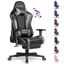 GTPlayer - Music Video Gaming Chair with Speaker Office Computer Chairs - Gray