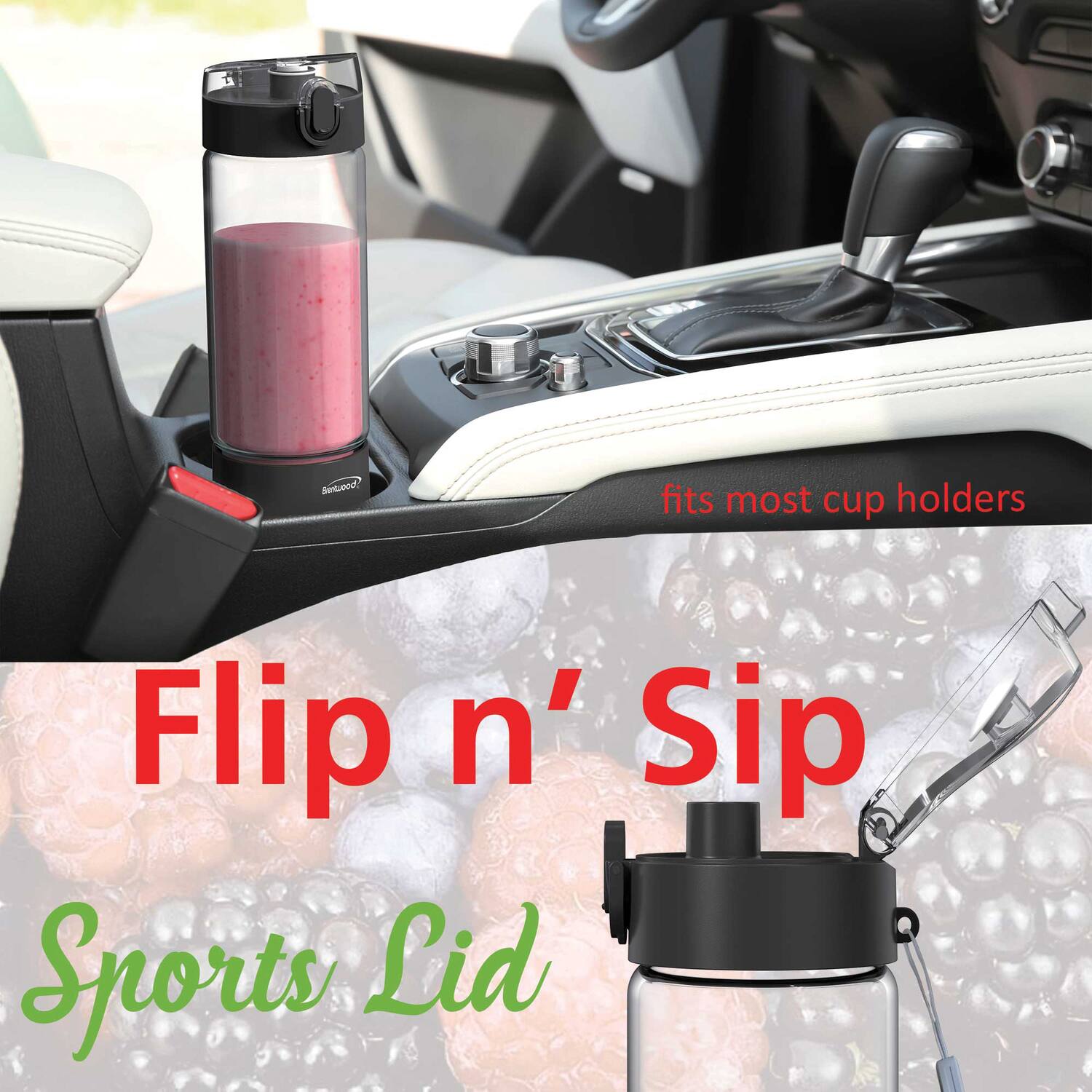 Bettgood fits most cup holders

Flip n' Sip Sports Lid