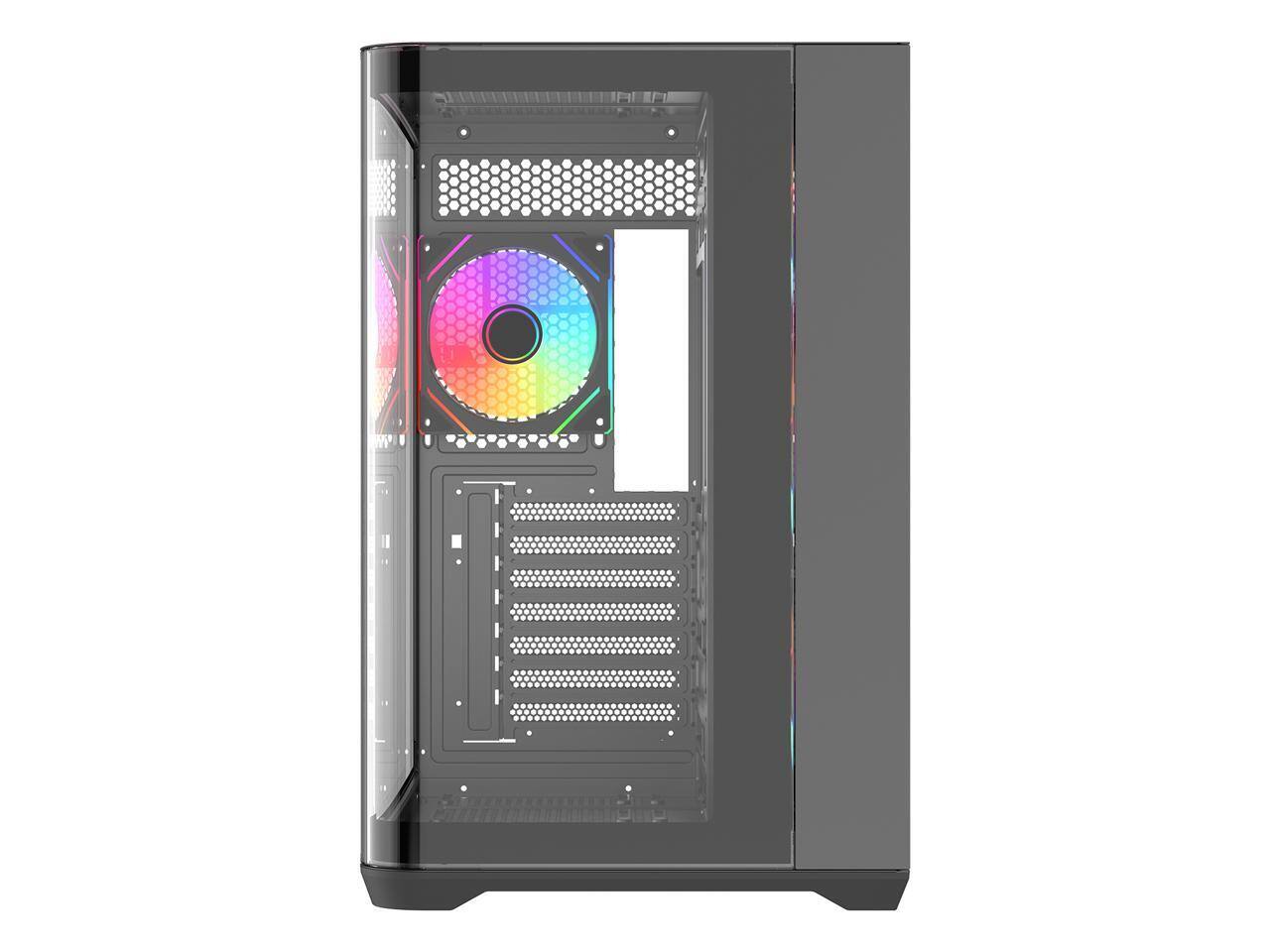 Alt View 3. Rosewill - Rosewill ACA503B ATX Mid-Tower Case, Curved Glass, 4x ARGB Fans, USB 3.0 & Type-C (Black) - Black.